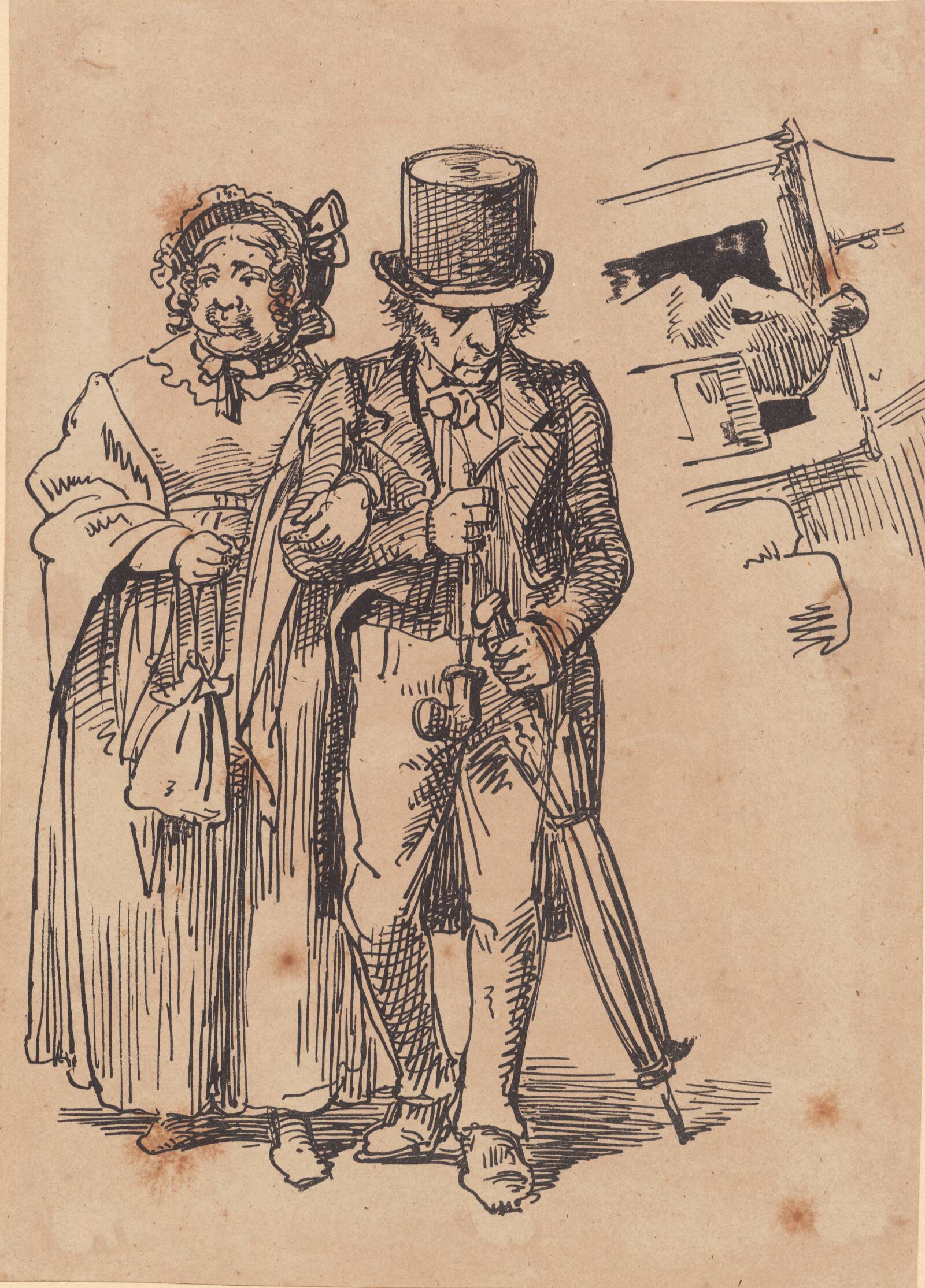 Spadserende ældre borgerpar, Wilhelm Marstrand, 1850-1859