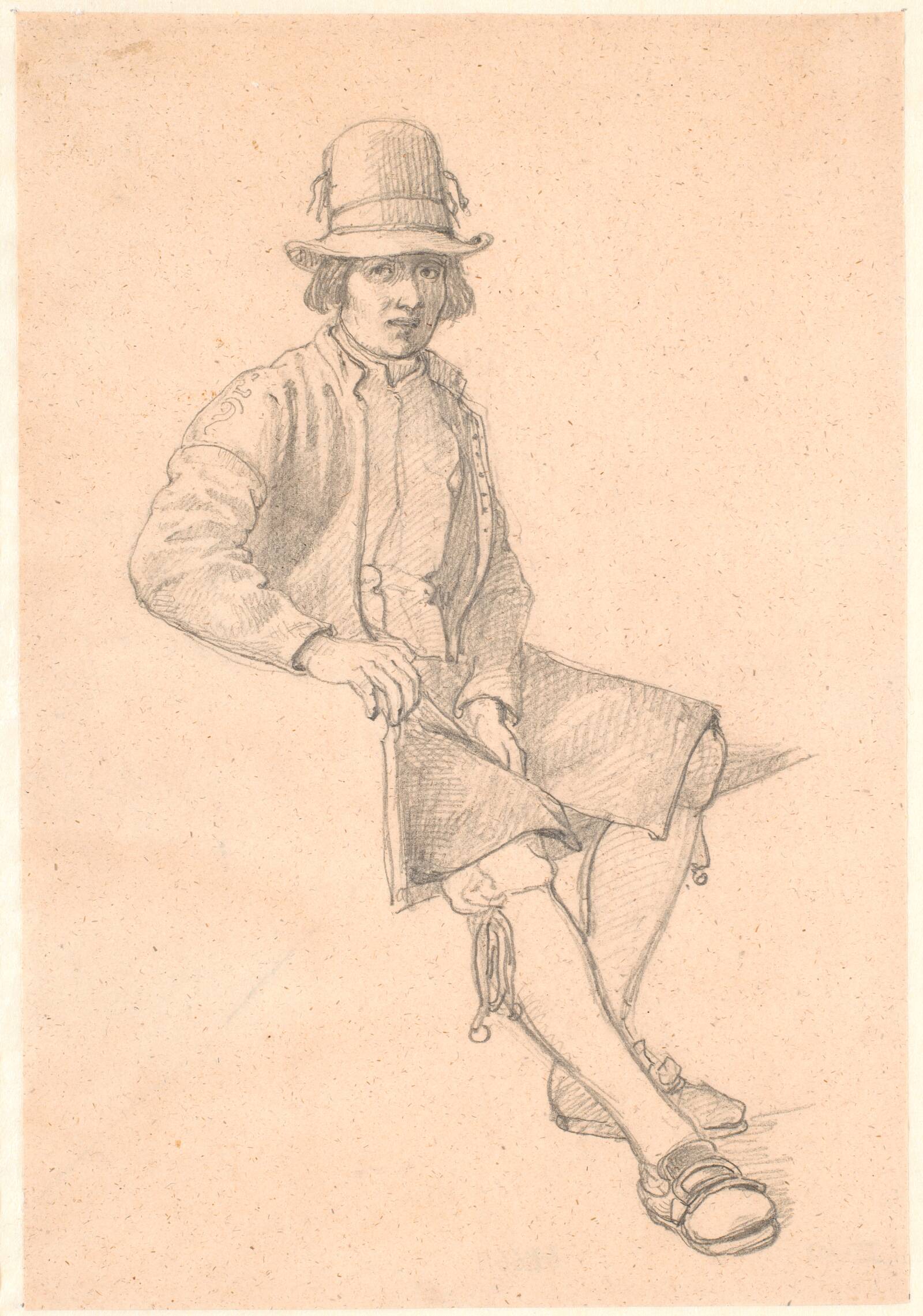 Siddende ung dalkarl, Wilhelm Marstrand, 1851