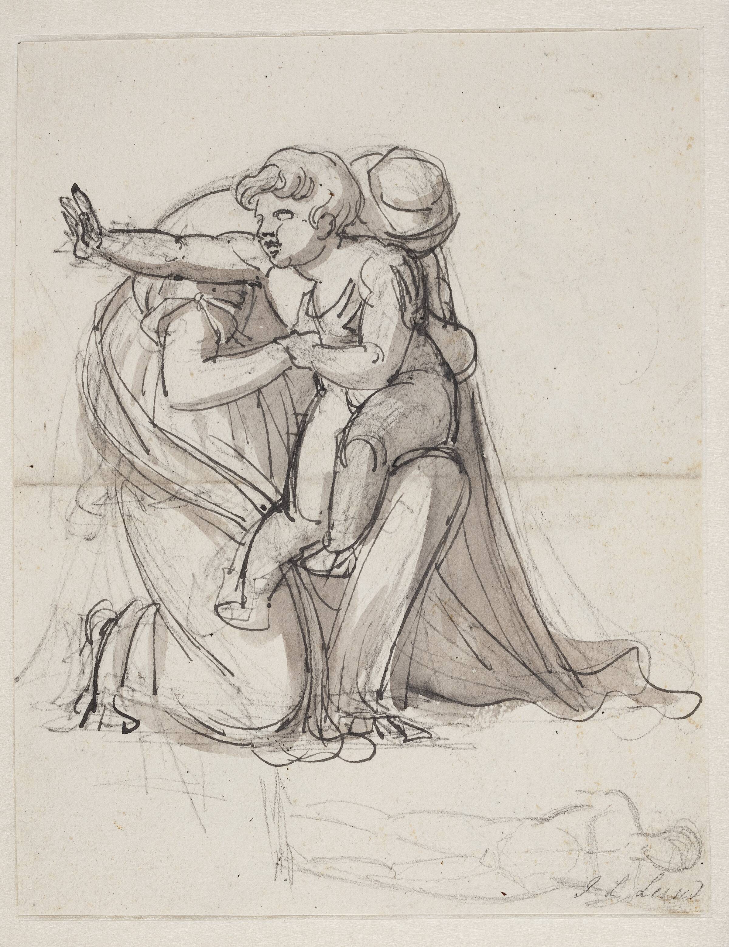 Moder og barn. Studie til Andromache begrædende Hektors død, J.L. Lund, 1803-1807