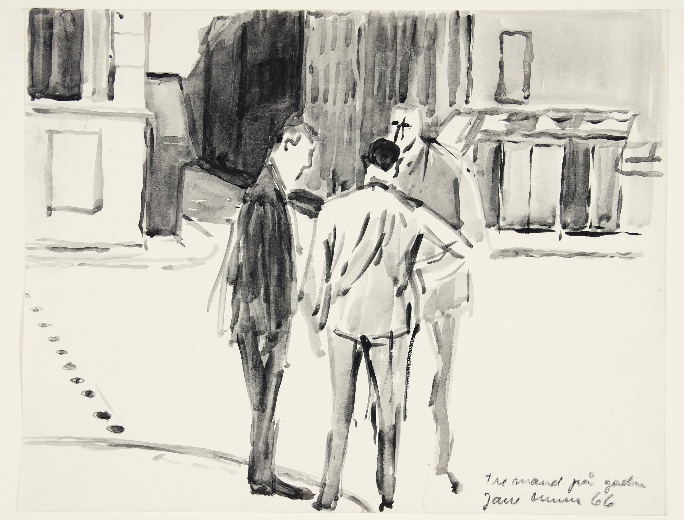 Studie af tre mænd på gaden, Jane Muus, 1966