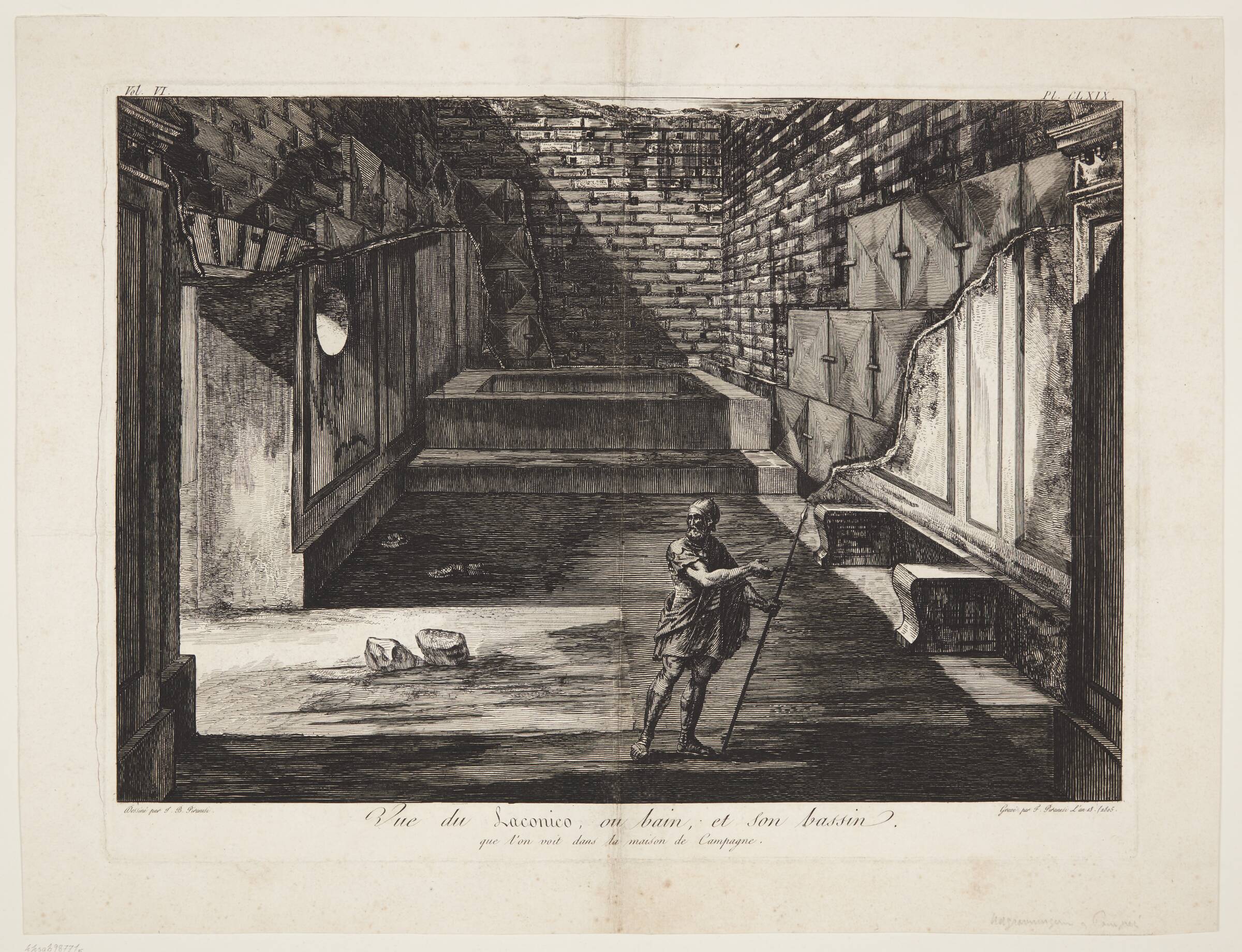 Vue du Laconico, ou bain, et son bassin. que l'on voit dans la maison de Campagne, Francesco Piranesi, 1805