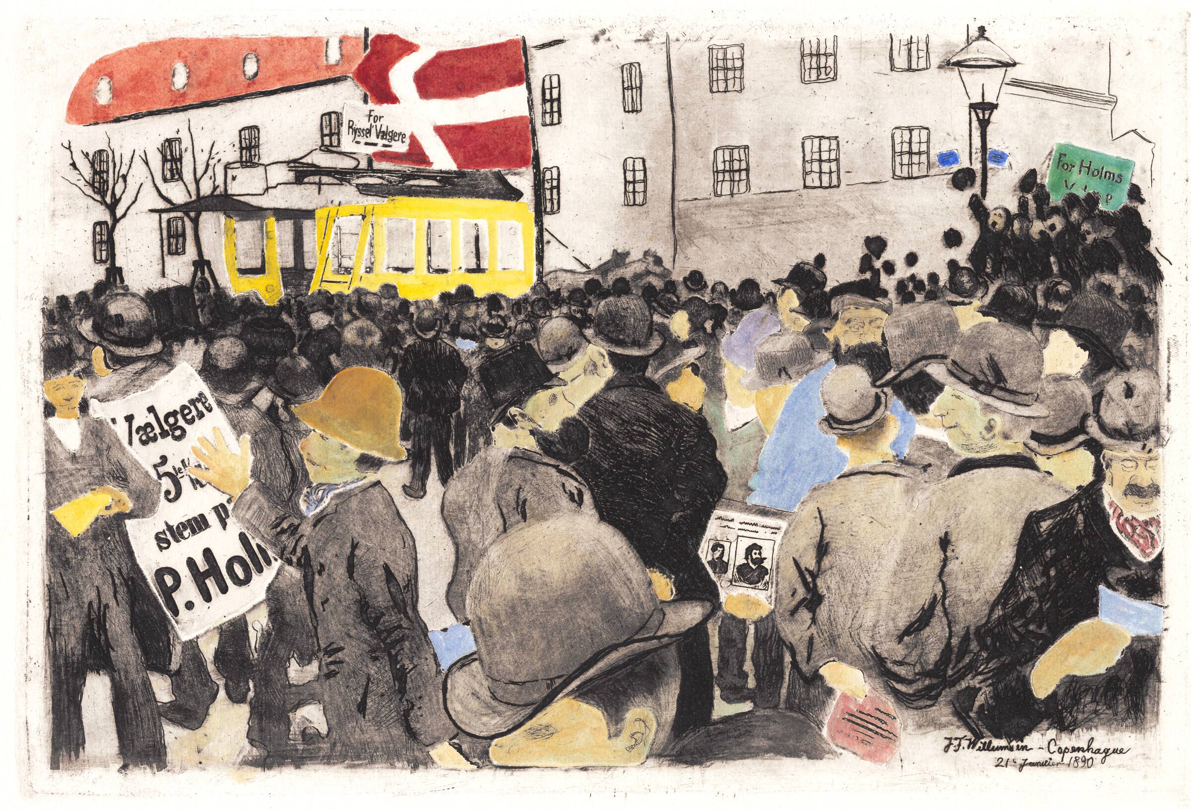 En valgdag i Københavns 5. kreds, J.F. Willumsen, 1890