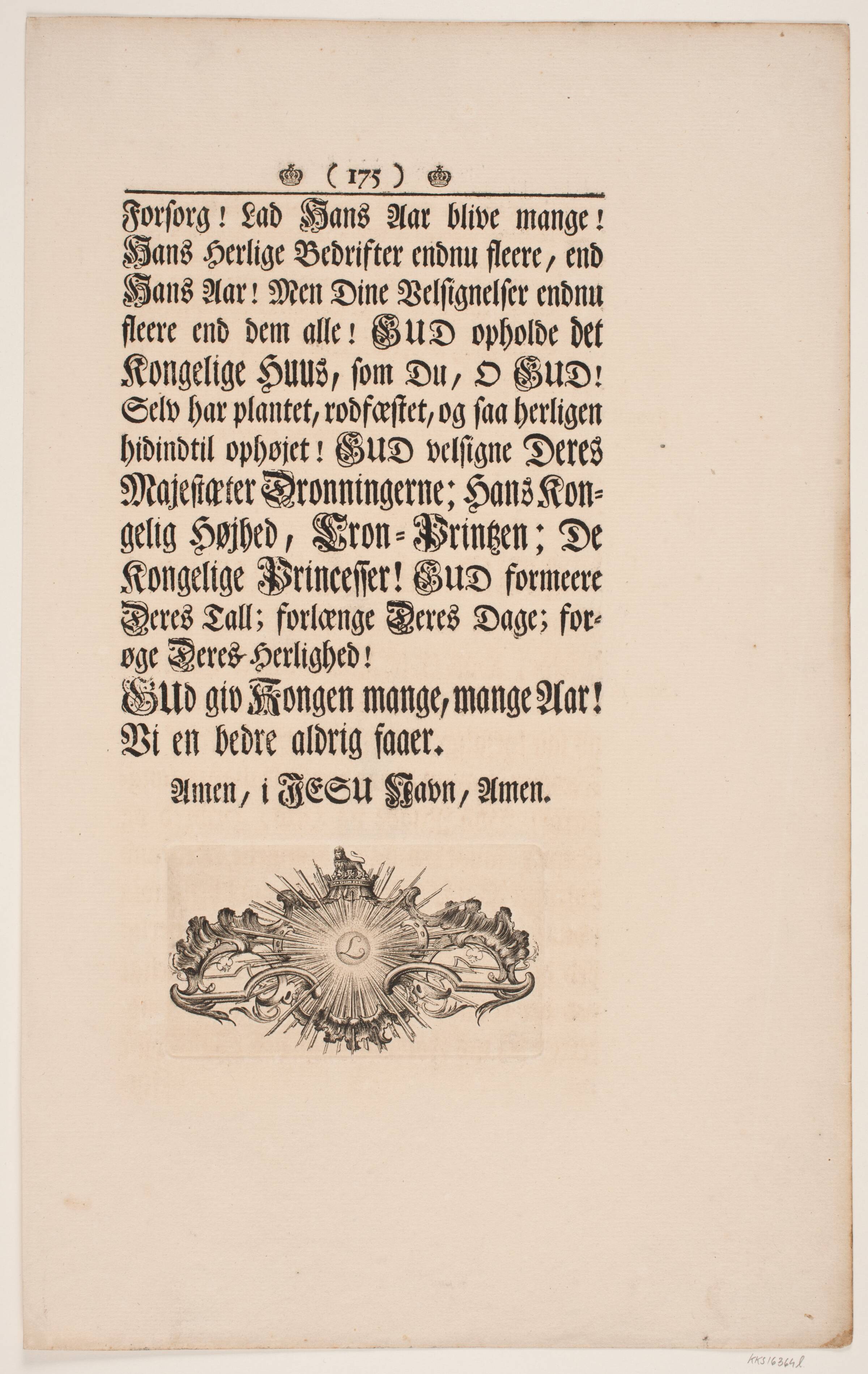 Vignet til Frederik IV's Salvingsakt, Odvardt Helmoldt de Lode, 1749
