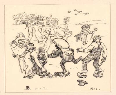 Illustration til "Den tykke kat"