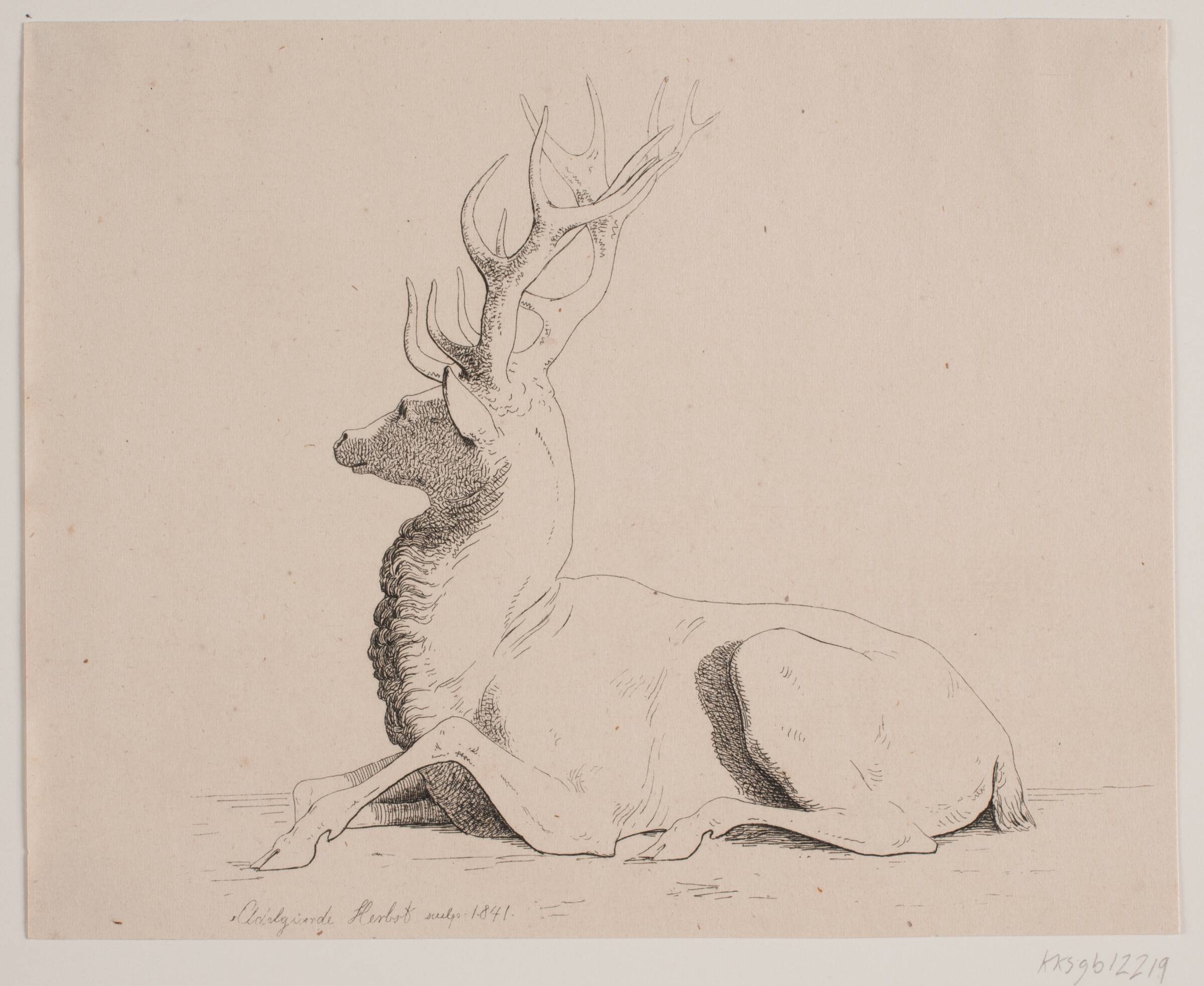 Liggende hjort, Georg Emil Libert, 1841