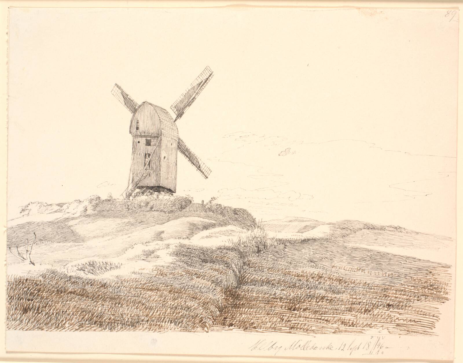 Stubmølle ved Kalundborg, Johan Thomas Lundbye, 1846