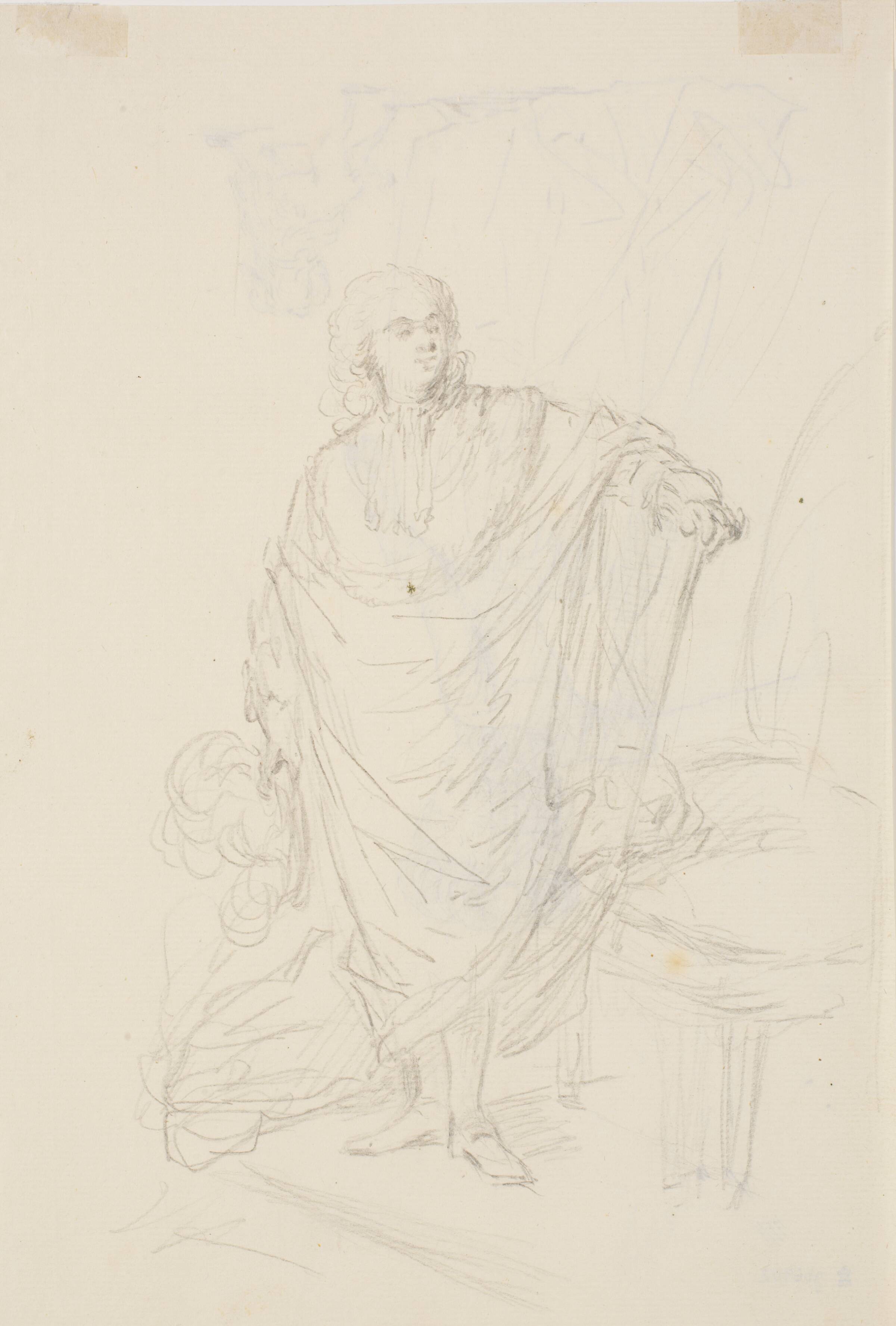 Udkast til portræt af en herre i ordensdragt. Helfigur, C.A. Lorentzen, 1746-1828