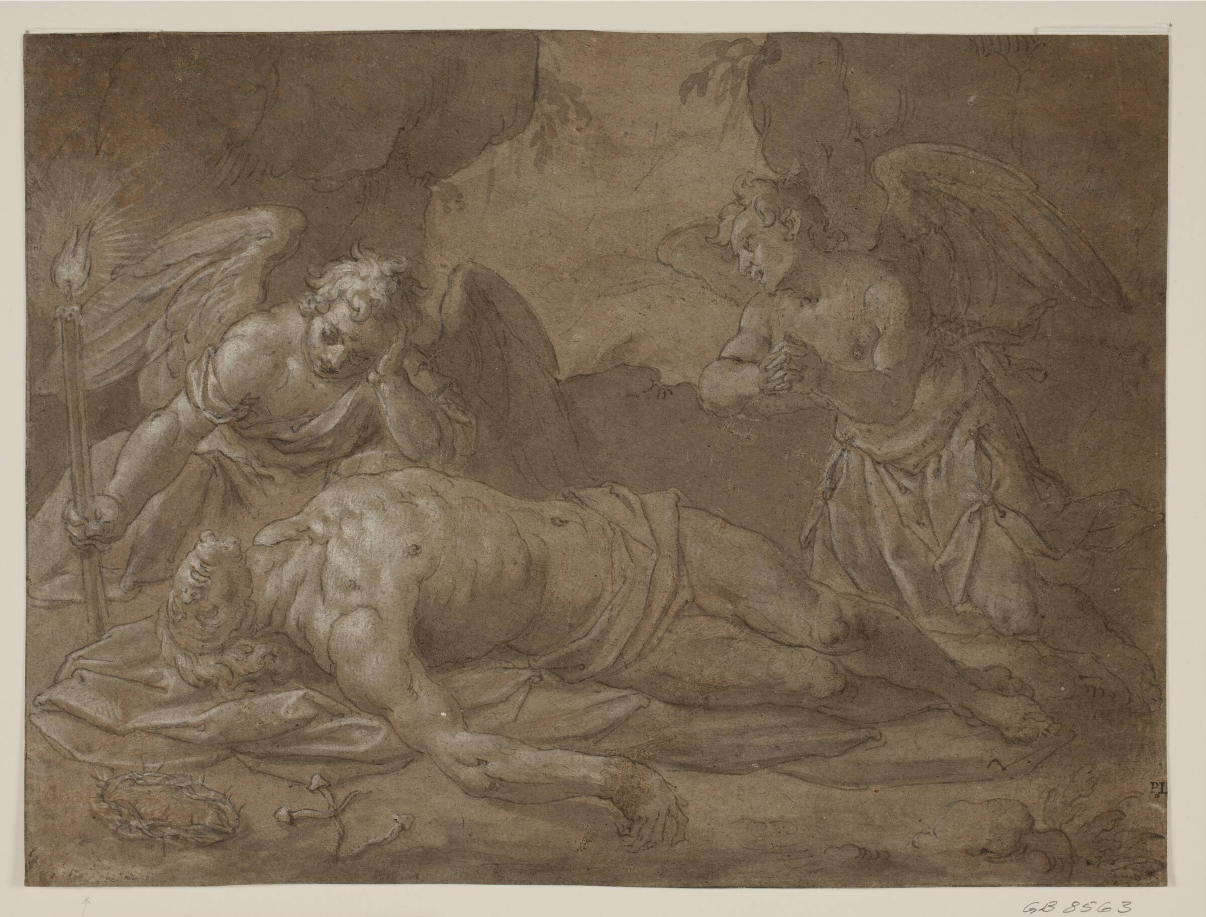 Den døde Kristus med to sørgende engle, Pasquale Ottino, 1578-1630