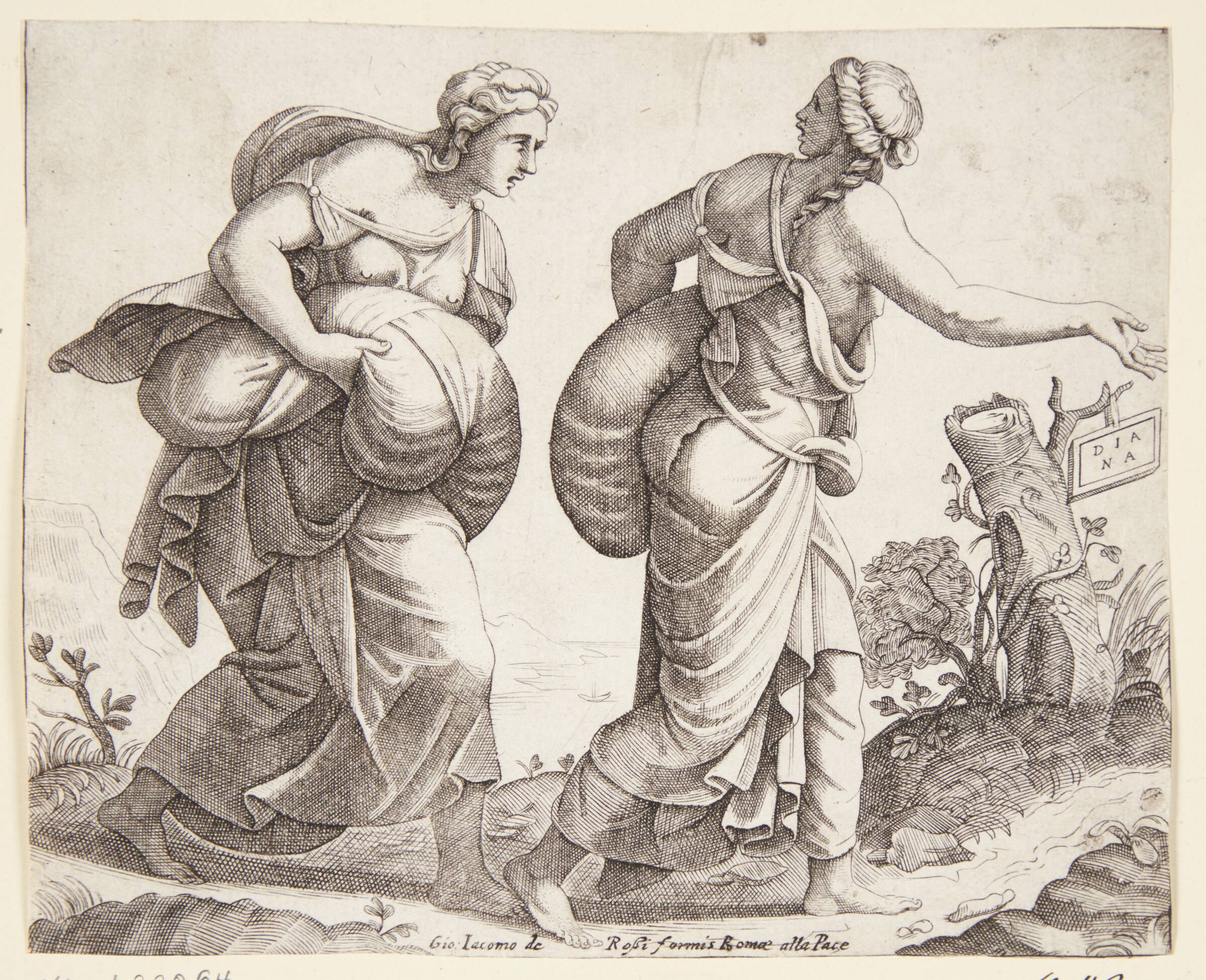 To kvinder på en vej, Diana Scultori, 1536-1588