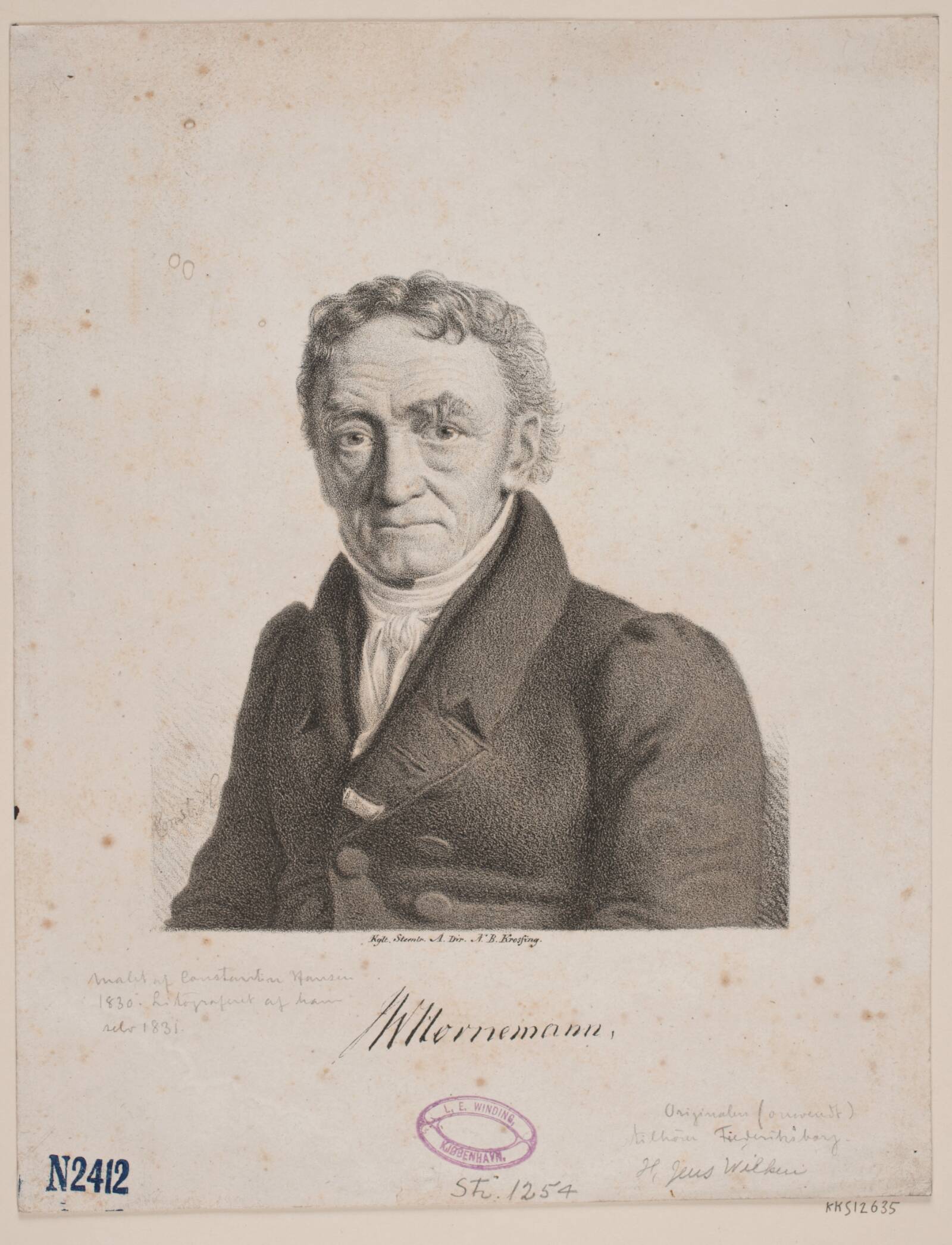 Jens Wilken Hornemann, Constantin Hansen, 1831