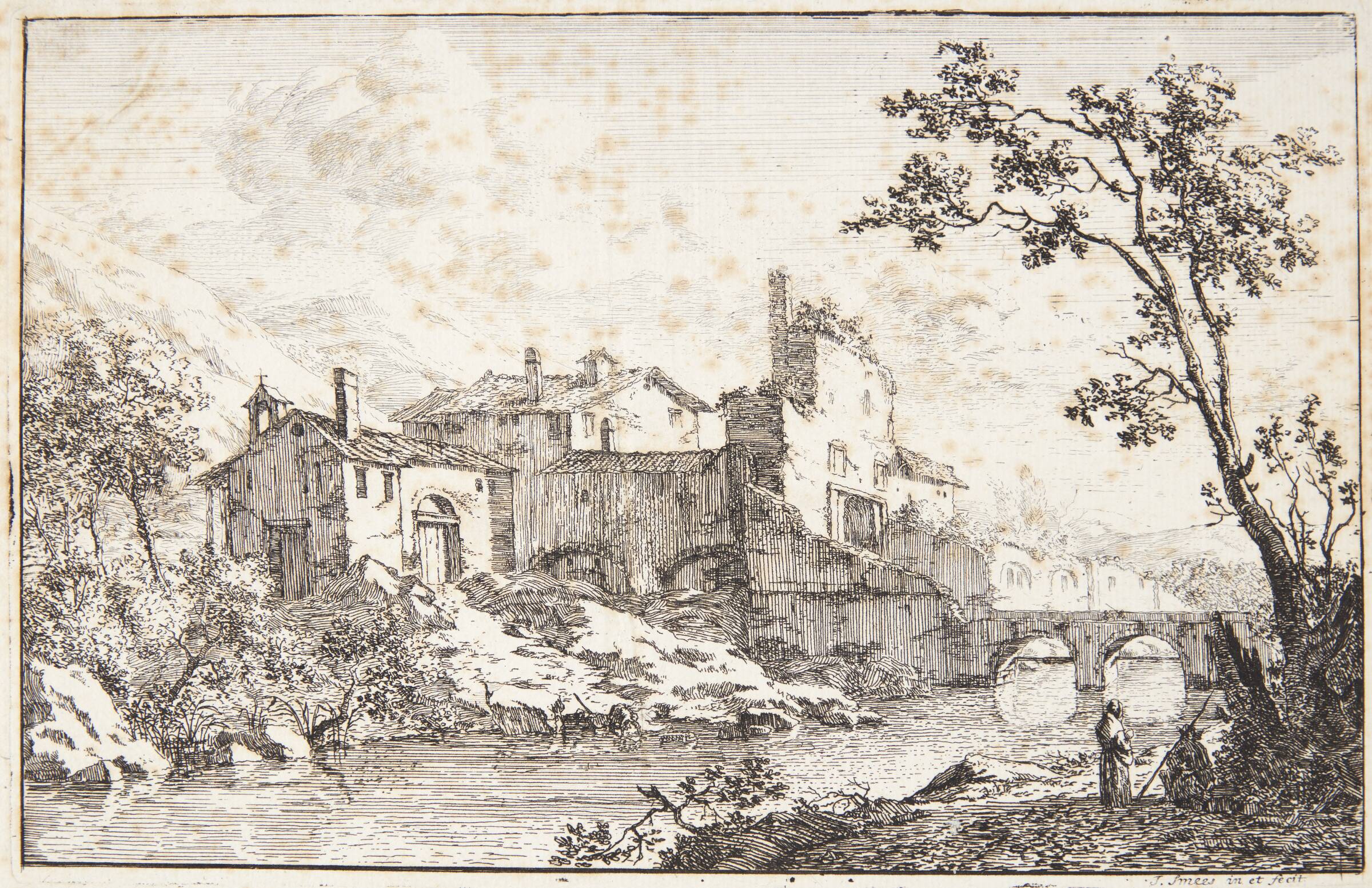 Hus på en flodbred, Jan Smees, 1670-1728