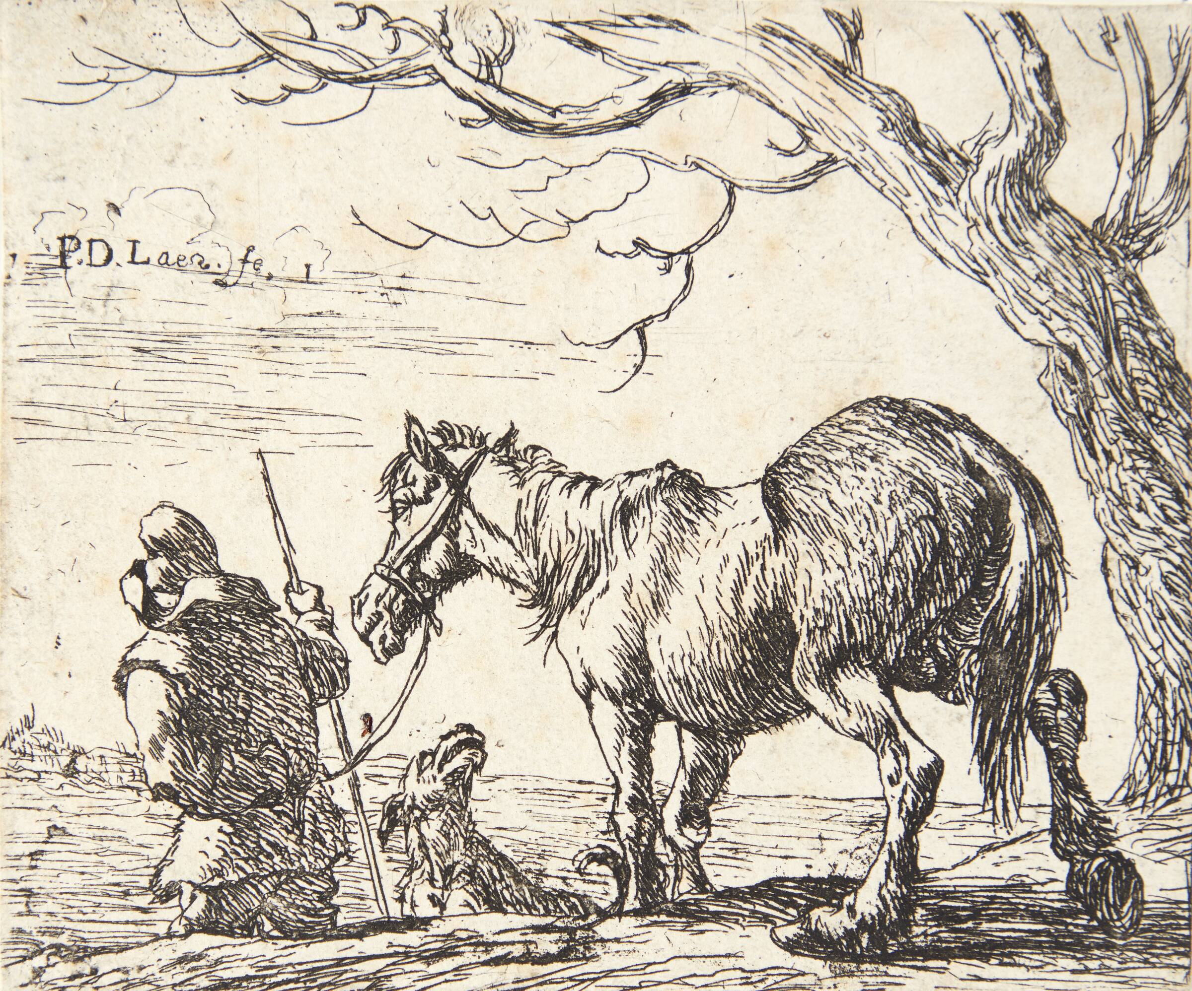Bonde, trækkende en hest, Pieter van Laer, 1599-1642