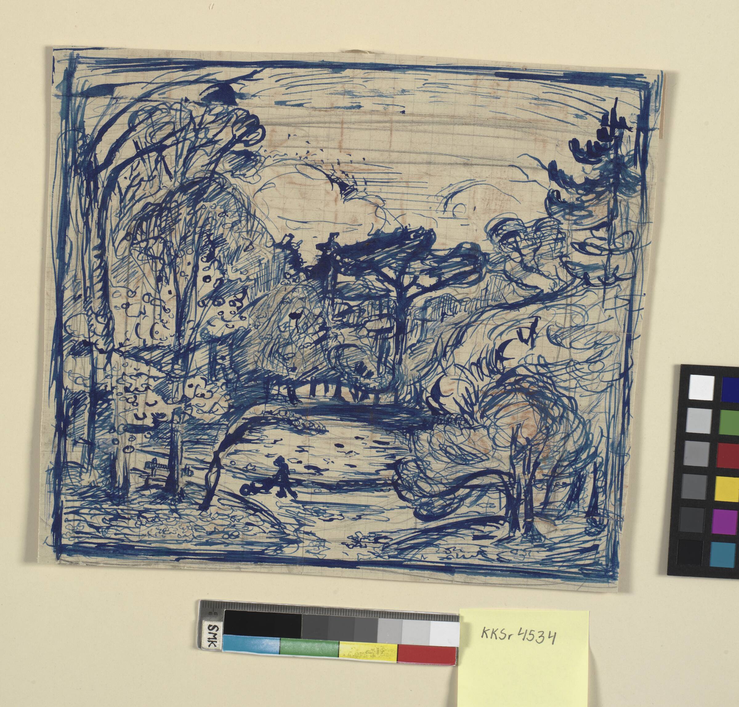 Skovinterieur med brændehugger La Côte de Grâce, Honfleur, Emile Othon Friesz, 1904-1907