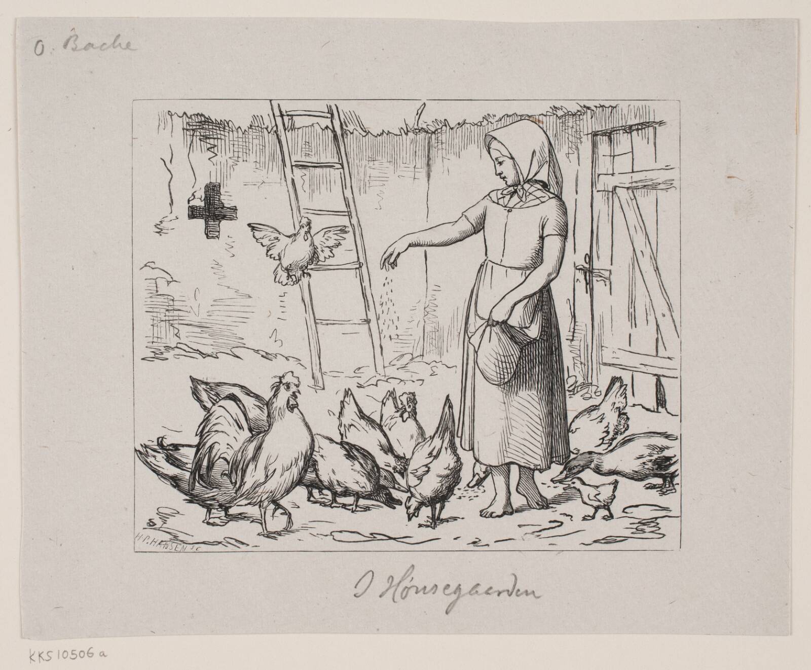 I Hønsegården, H.P. Hansen, 1868