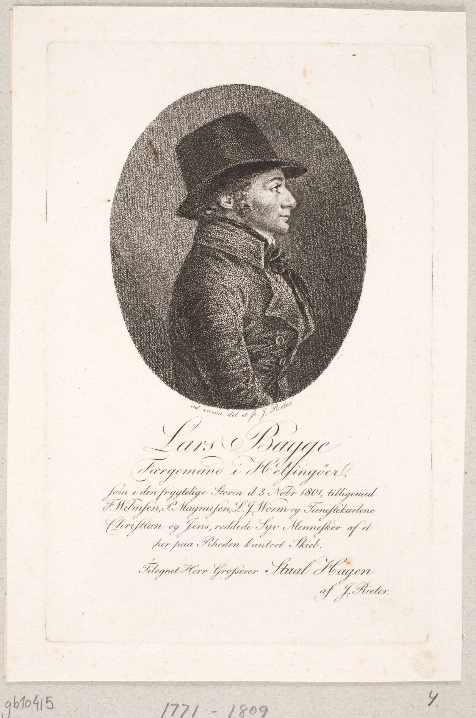 Færgemanden Lars Bagge, Jacob Rieter, 1758-1823