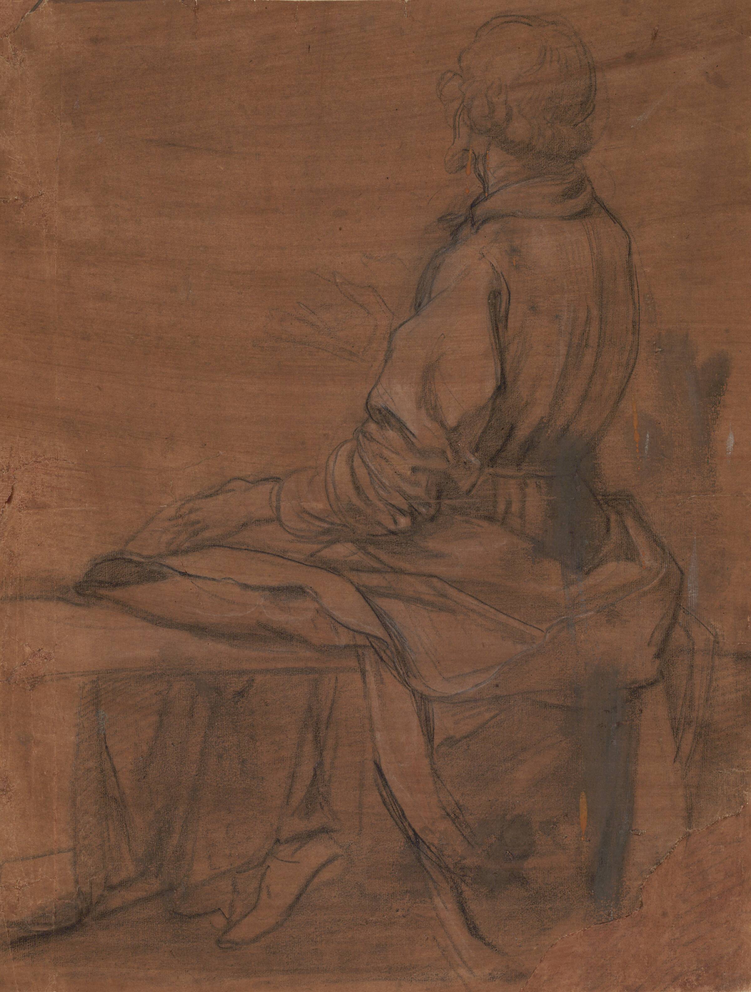 Siddende mand set bagfra, Jacopo da Empoli, 1551-1640