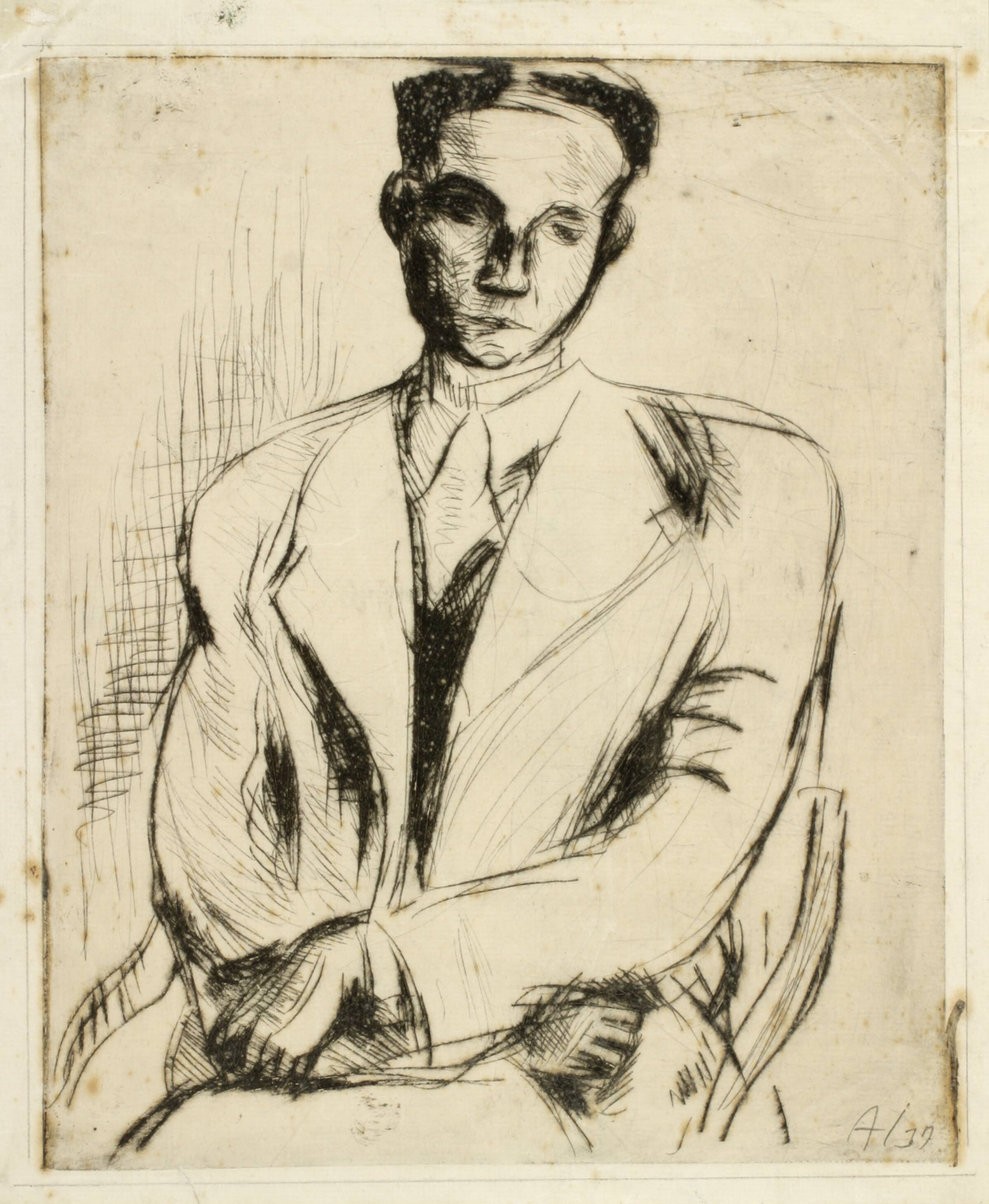 Portræt af forfatteren Mogens Klitgaard, Arne Johannessen, 1937