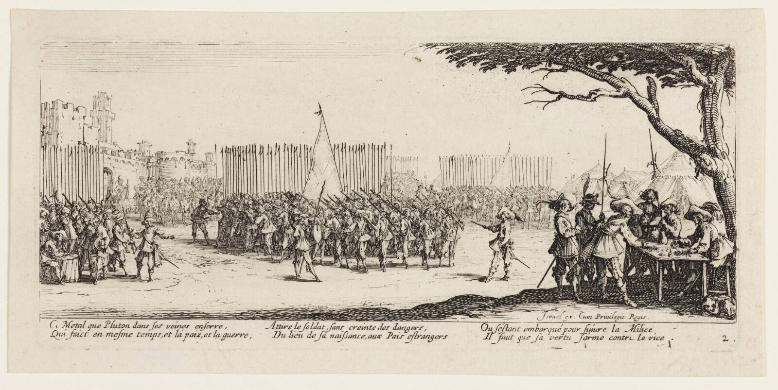 Tropper rekrutteres, Jacques Callot, 1633