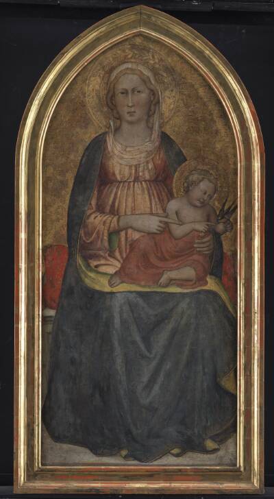 Madonna med Barnet, der leger med en fugl