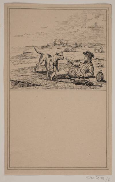 Hyrden og hunden. Nr. 7 i Chr. Winther og M. Rørbye, "25 Billeder for små børn"