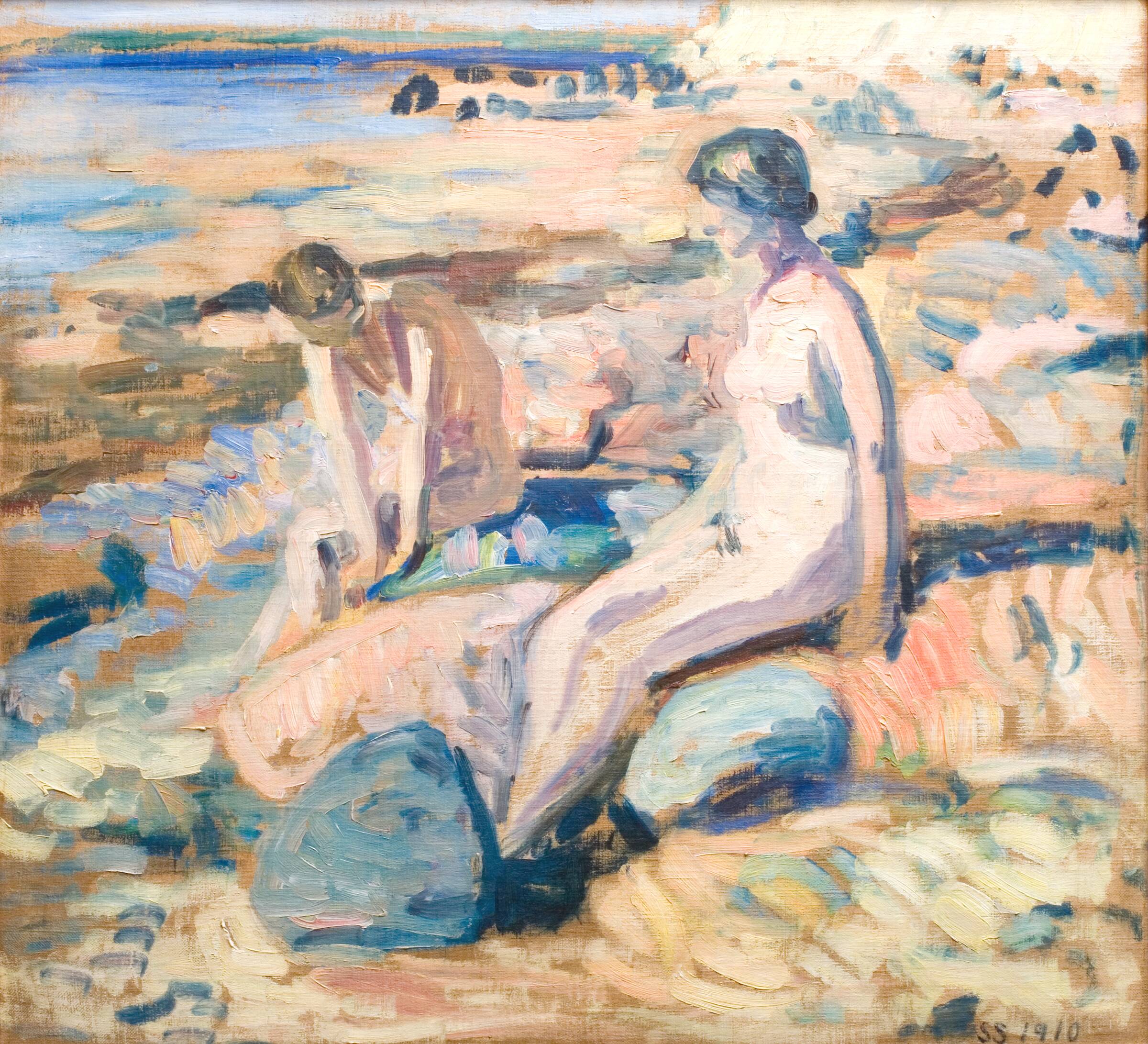 Strandbred med to figurer, Sigurd Swane, 1910