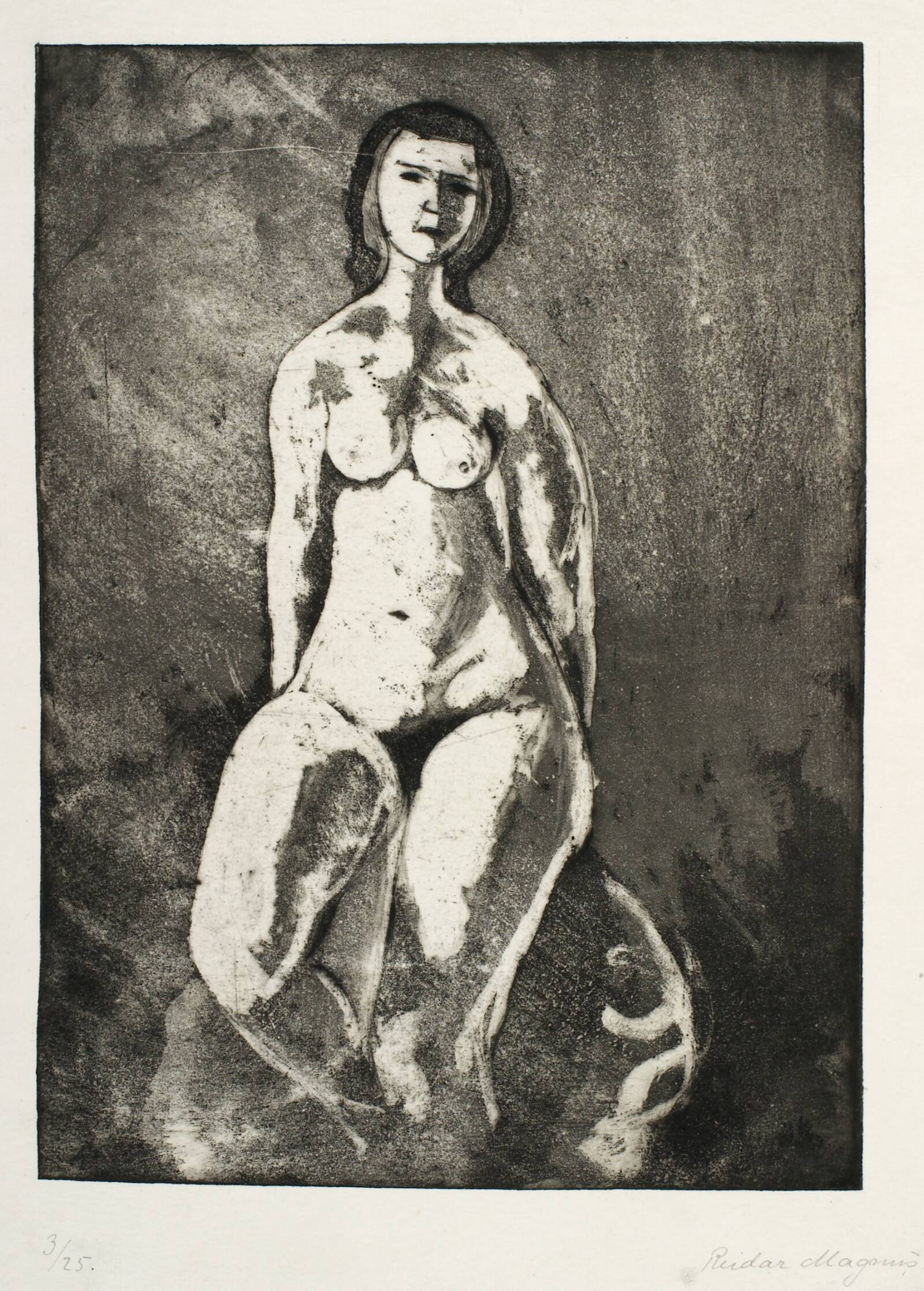 Siddende kvindelig model, Reidar Magnus, 1938