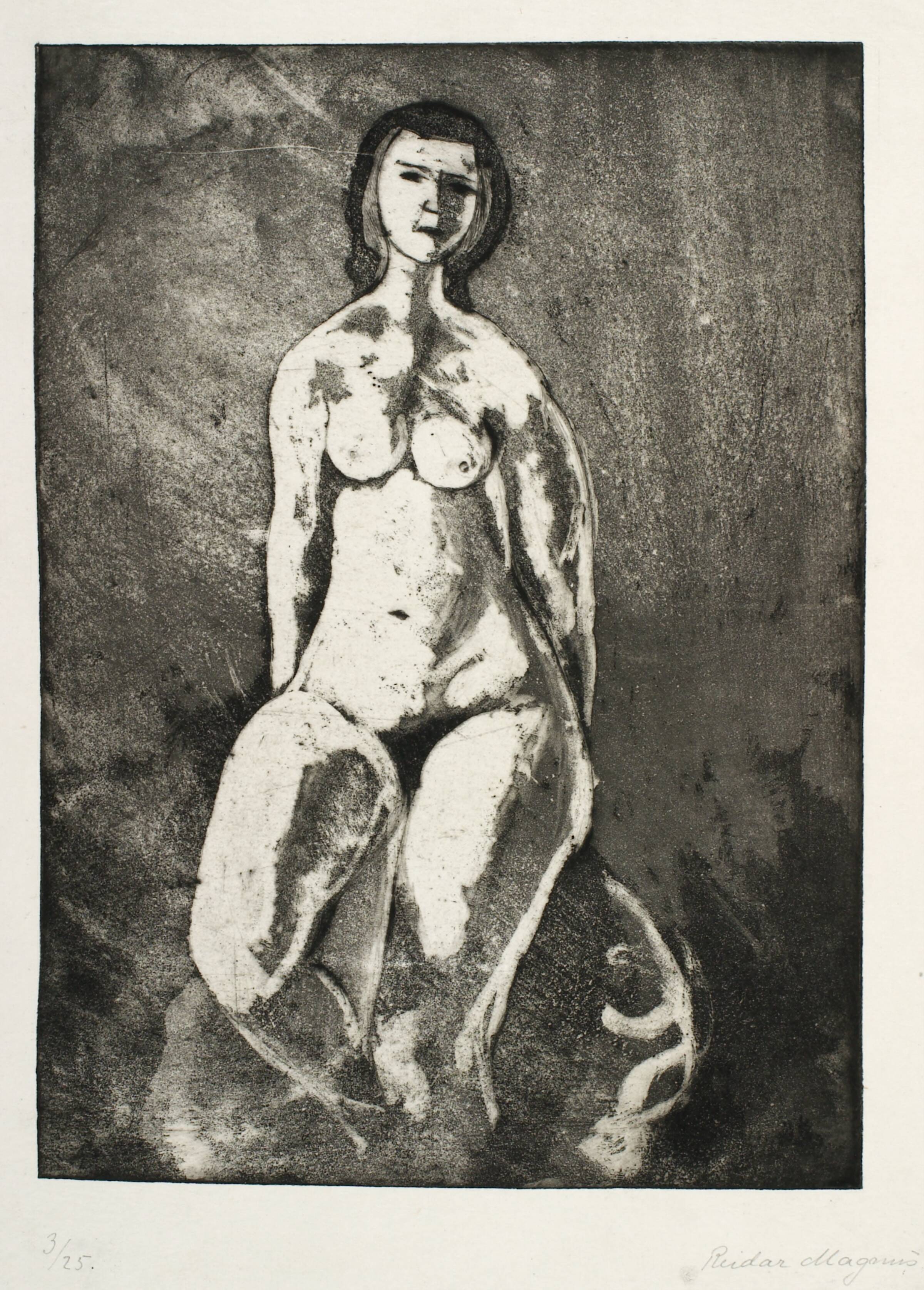 Siddende kvindelig model, Reidar Magnus, 1938
