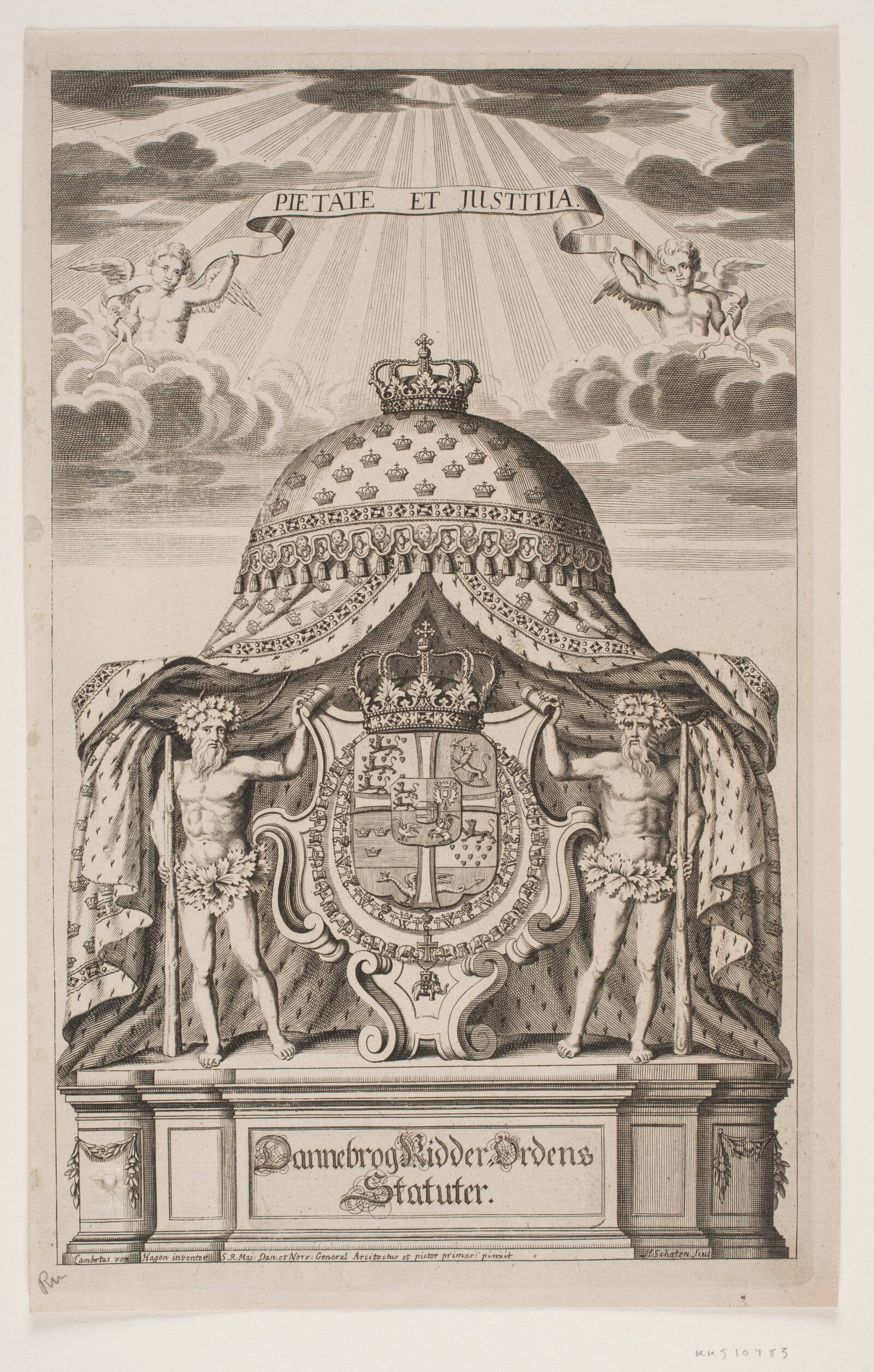 Titelblad til Elefant-Ridderordenens Statutter, Hubert Schaten, 1693