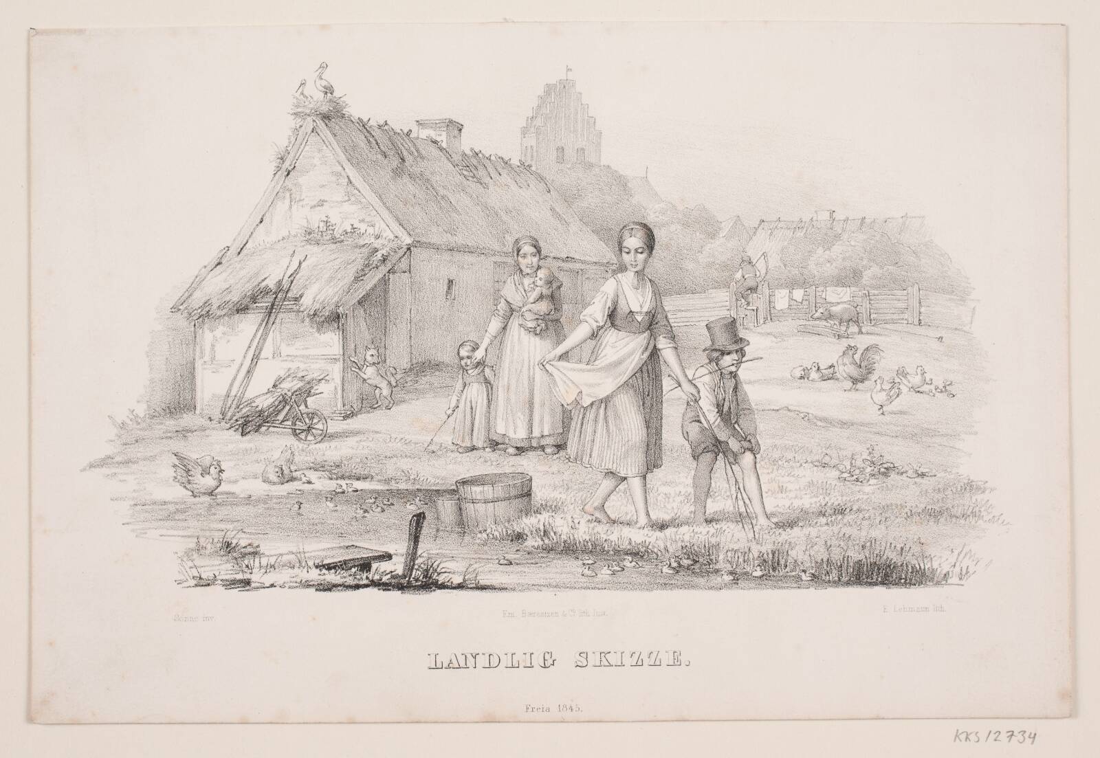 "Landlig Skizze", Edvard Lehmann, 1845