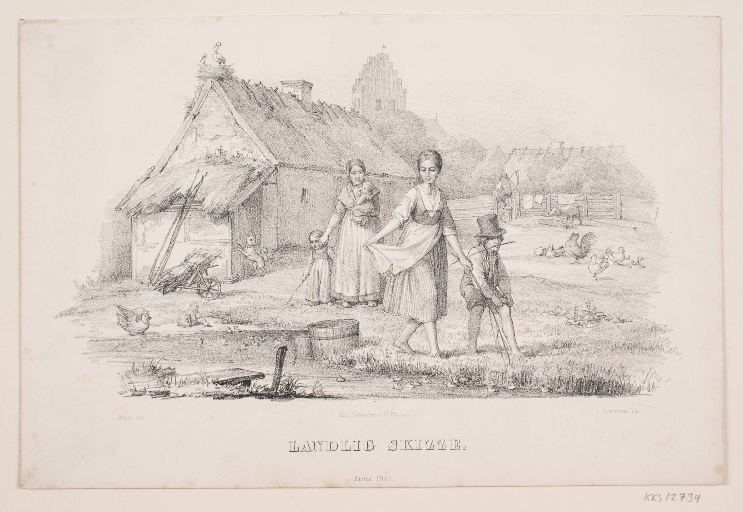 "Landlig Skizze", Edvard Lehmann, 1845