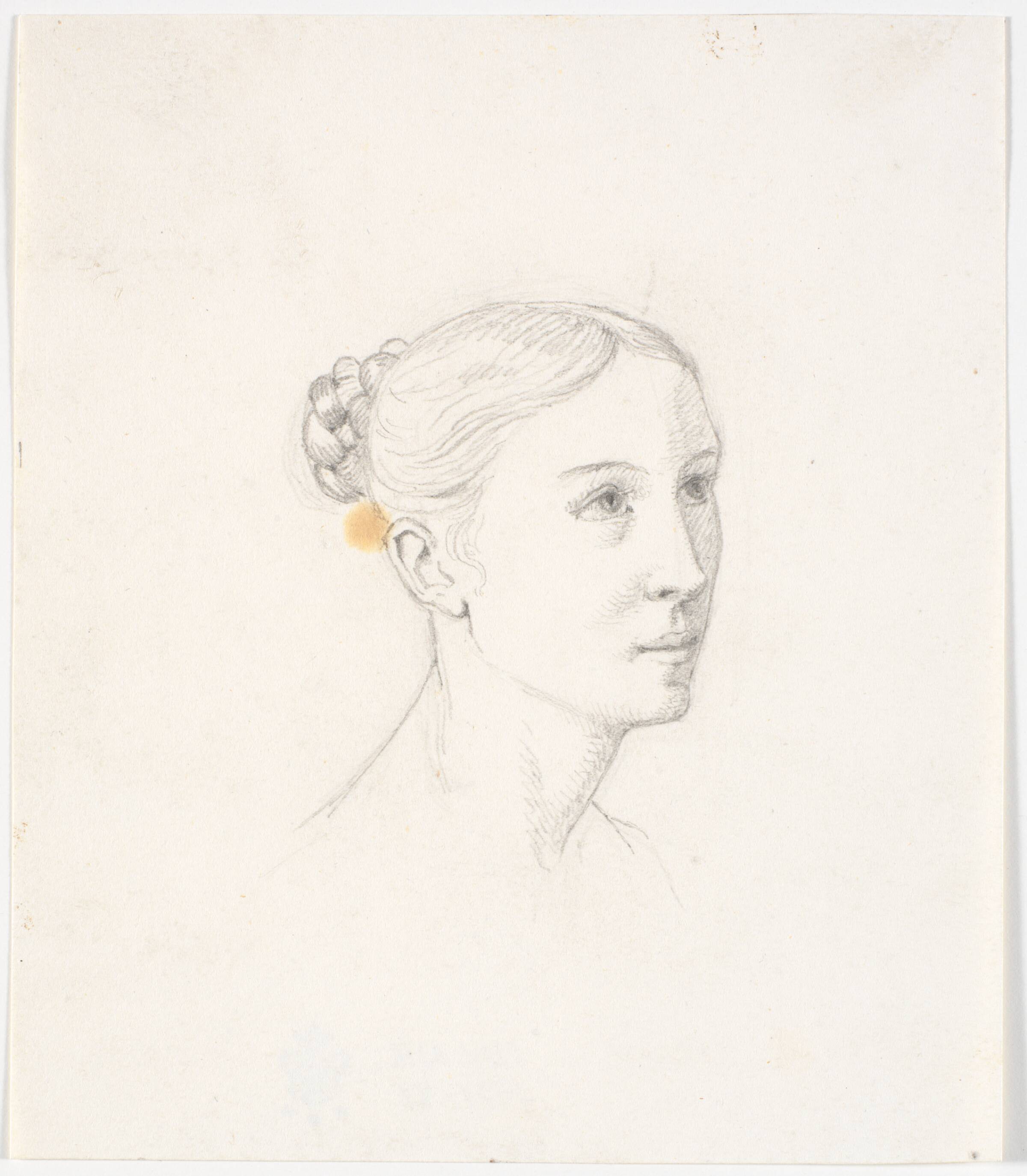 Kvindehoved i 3/4 profil mod højre, Martinus Rørbye, 1819