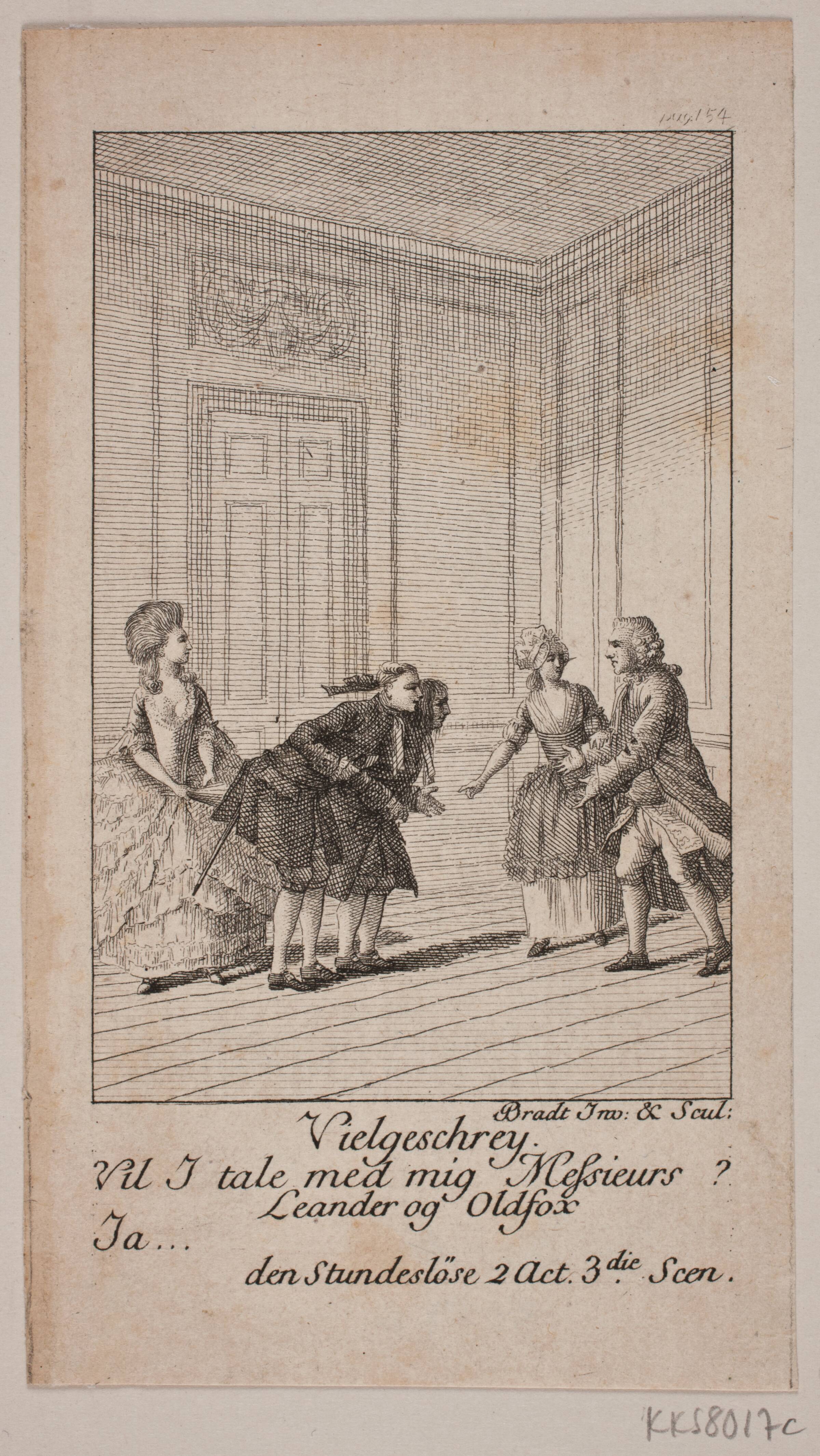 Illustration til Ludvig Holbergs "Den Stundesløse", Bradt, F.L., 1784