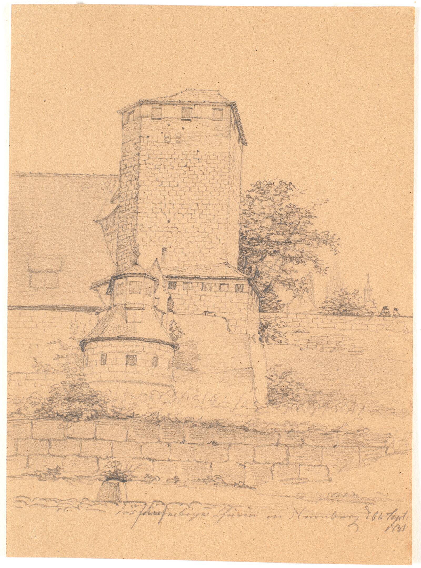 Tårnbygning. Nürnberg, Wilhelm Bendz, 1831