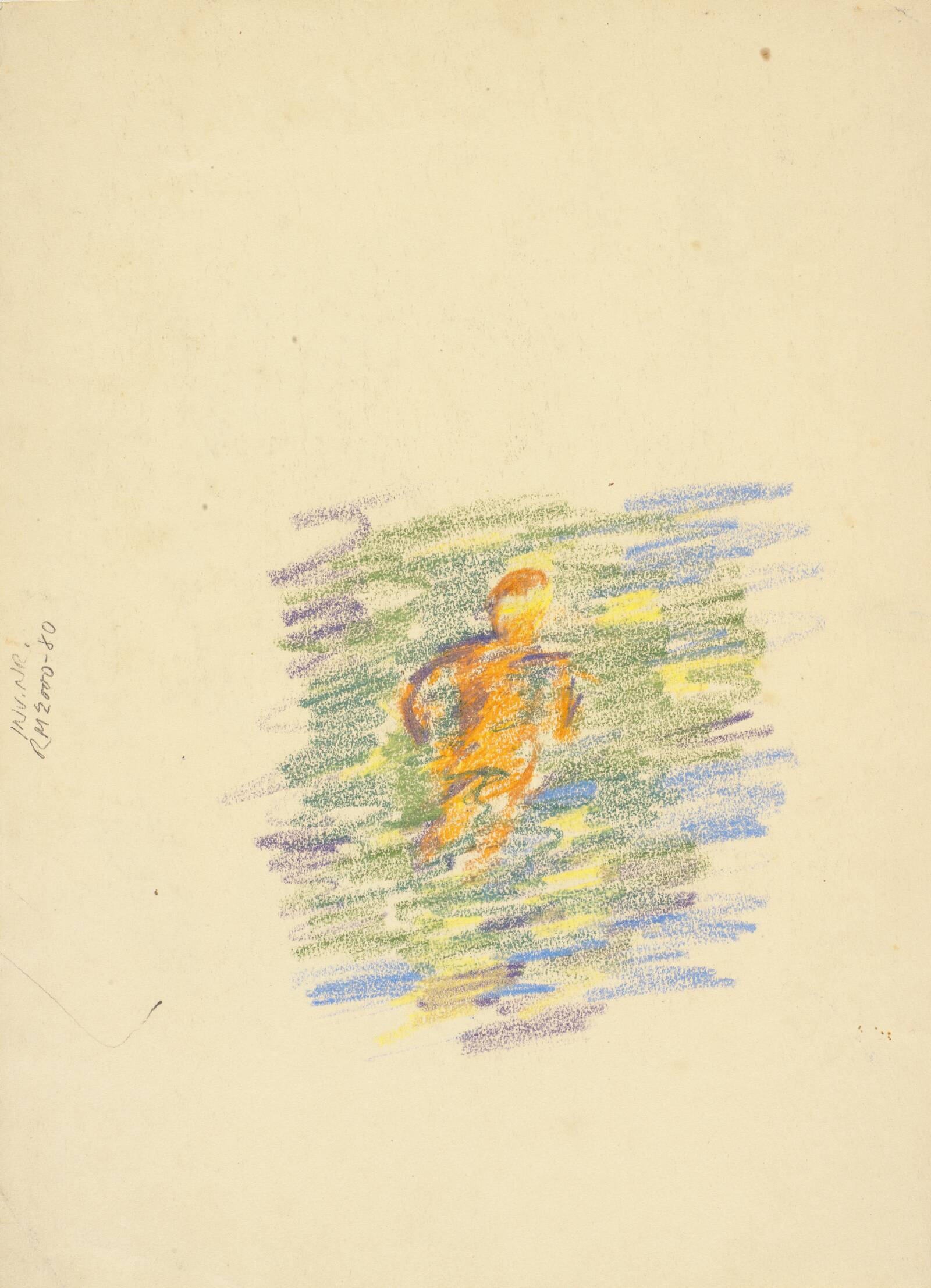 Figur i vandfarve/farvekridt, Richard Mortensen, 1929-1930