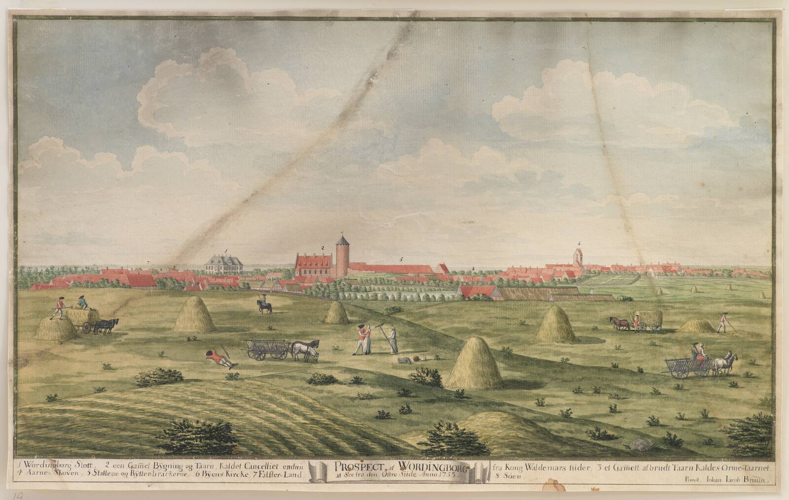 Prospekt af Vordingborg, Johan Jacob Bruun, 1753