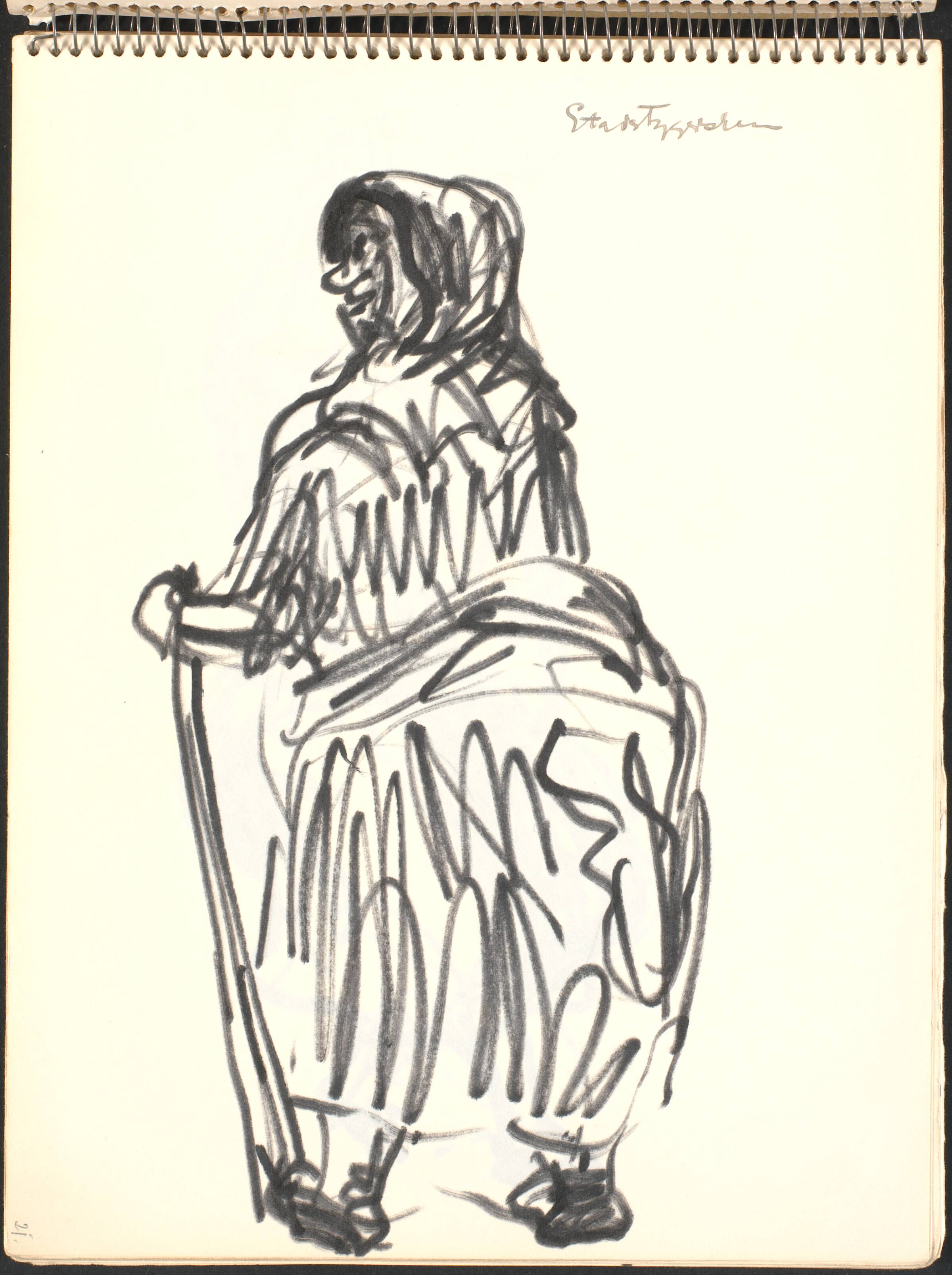 Gammel kone med en stok, Gottfred Eickhoff, 1952