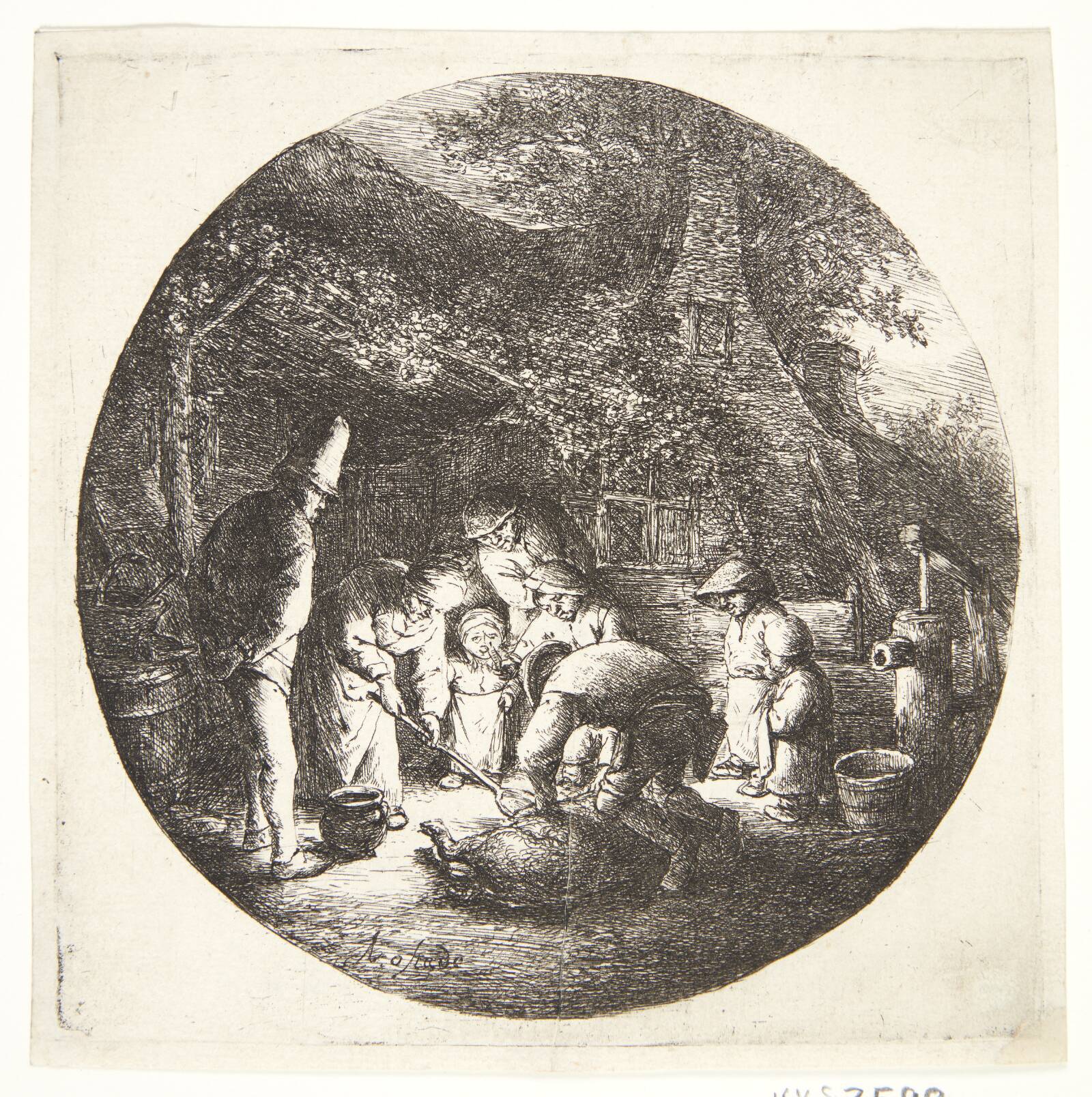 Svinet slagtes, Adriaen van Ostade, 1642