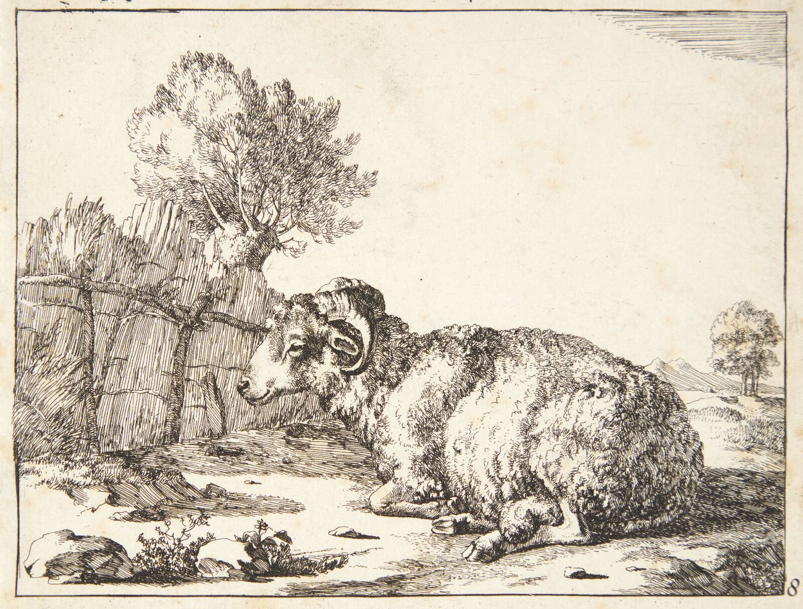 Liggende vædder, vendt mod venstre, Marcus de Bye, 1664