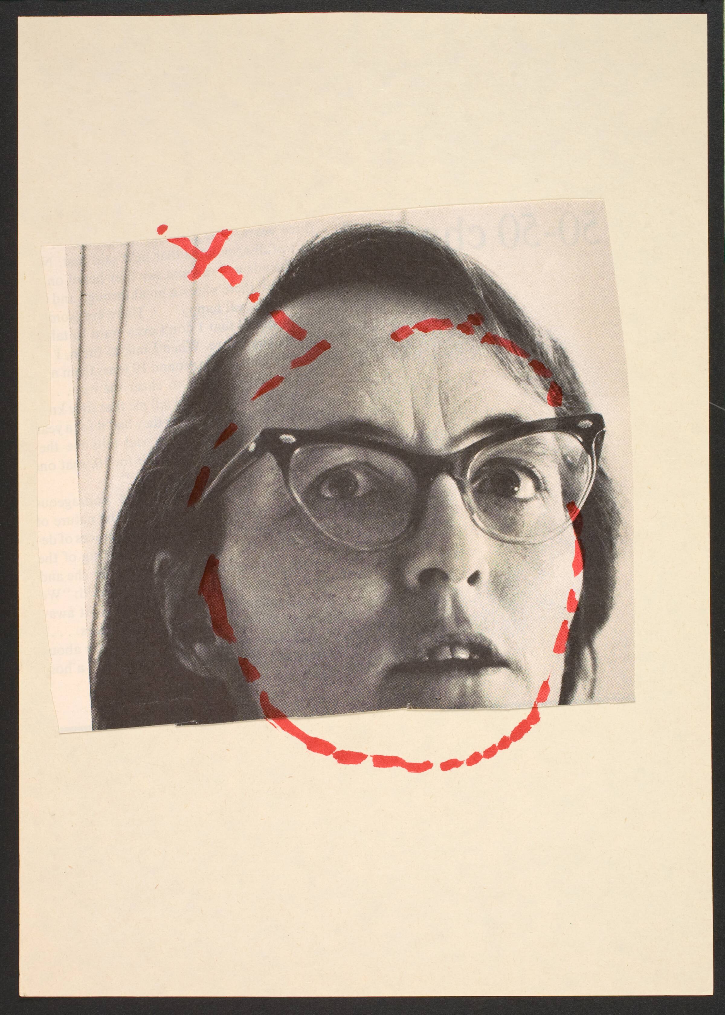 Udklip på papir med kvindetegnet, Lene Adler Petersen, 1974
