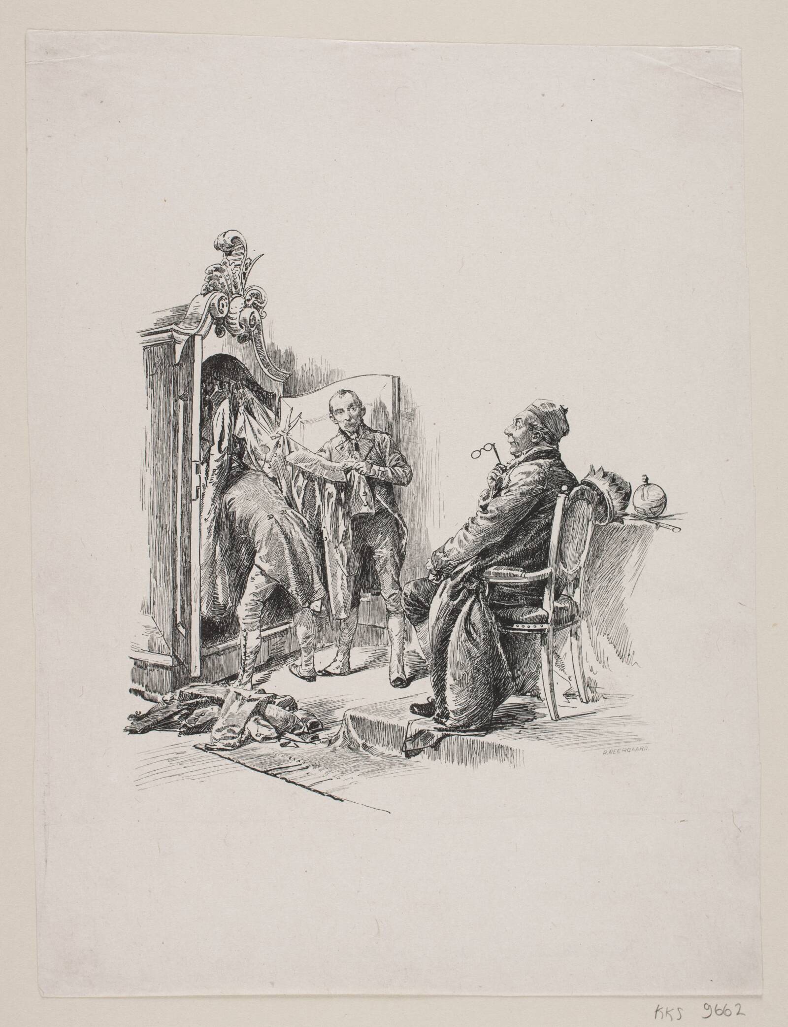 Illustration til "Kejserens nye klæder", Robert Neergaard, 1895