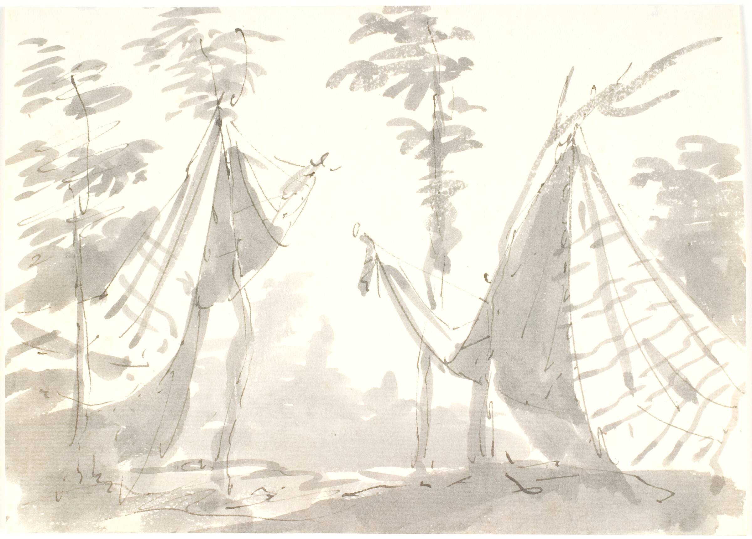 Telte i landskab, Aron Wallick, 1779-1845