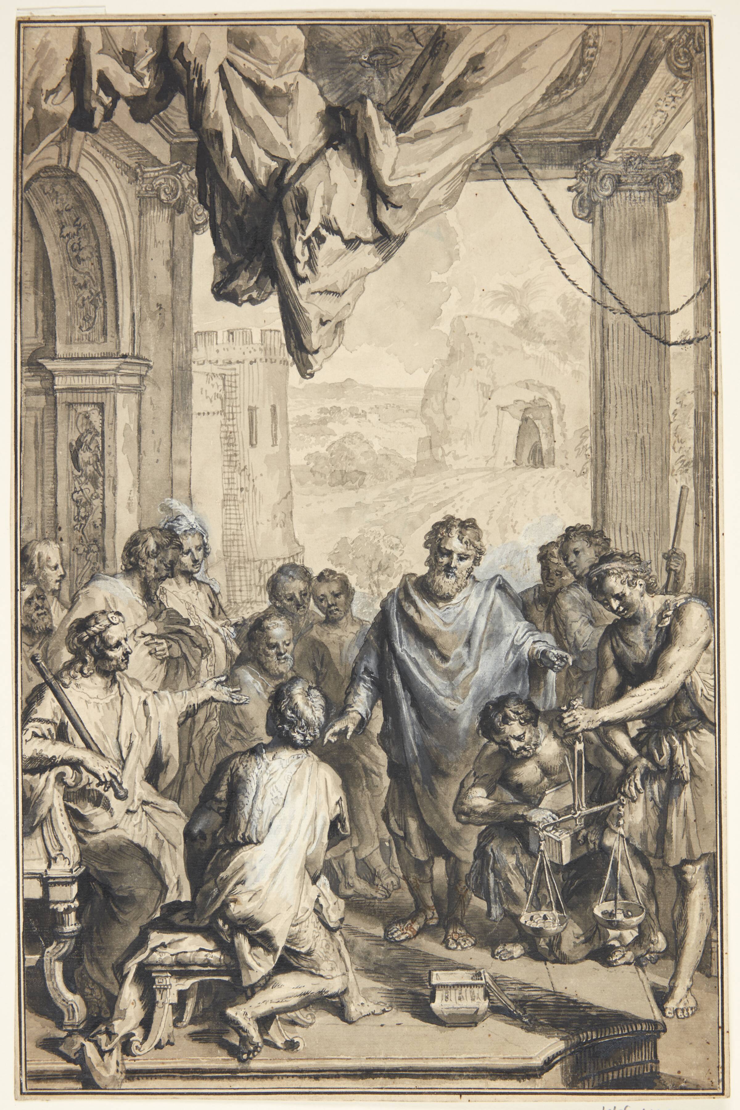 Antik scene(?), Jan van den Hoecke, 1611-1651
