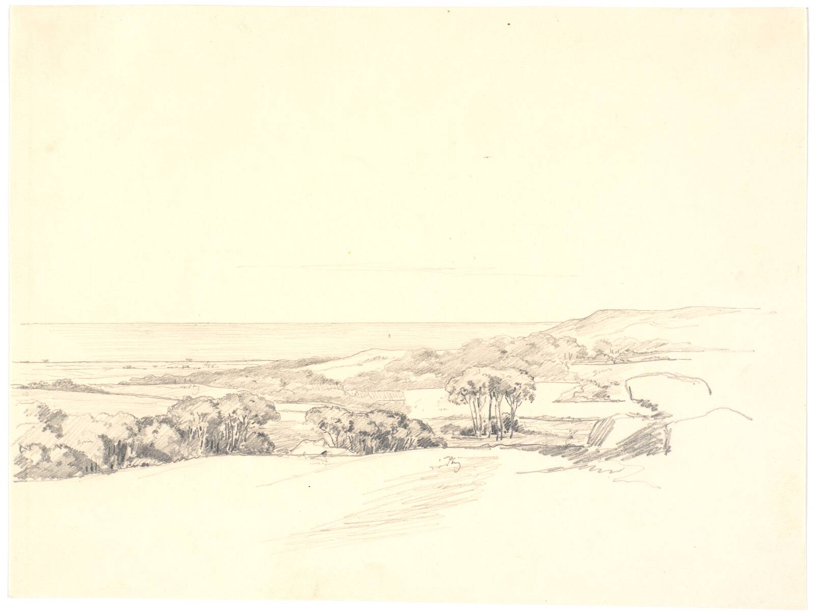 Bakket landskab på Samsø, Martinus Rørbye, 1847