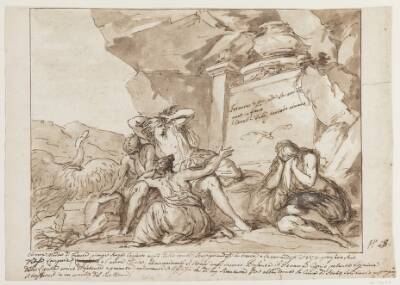 Cygnus, Sthenelus' søn, forvandles til en svane af sorg over Phateons død (Ovids Metamorfoser, II, 373). Klagende kvinder foran en sarkofag, en løbende person forvandles til en svane. På sarkofagen står: "Fetonte e qui che la non Te / nne in frene / i Cavalli Febej, tenbollo almeno"