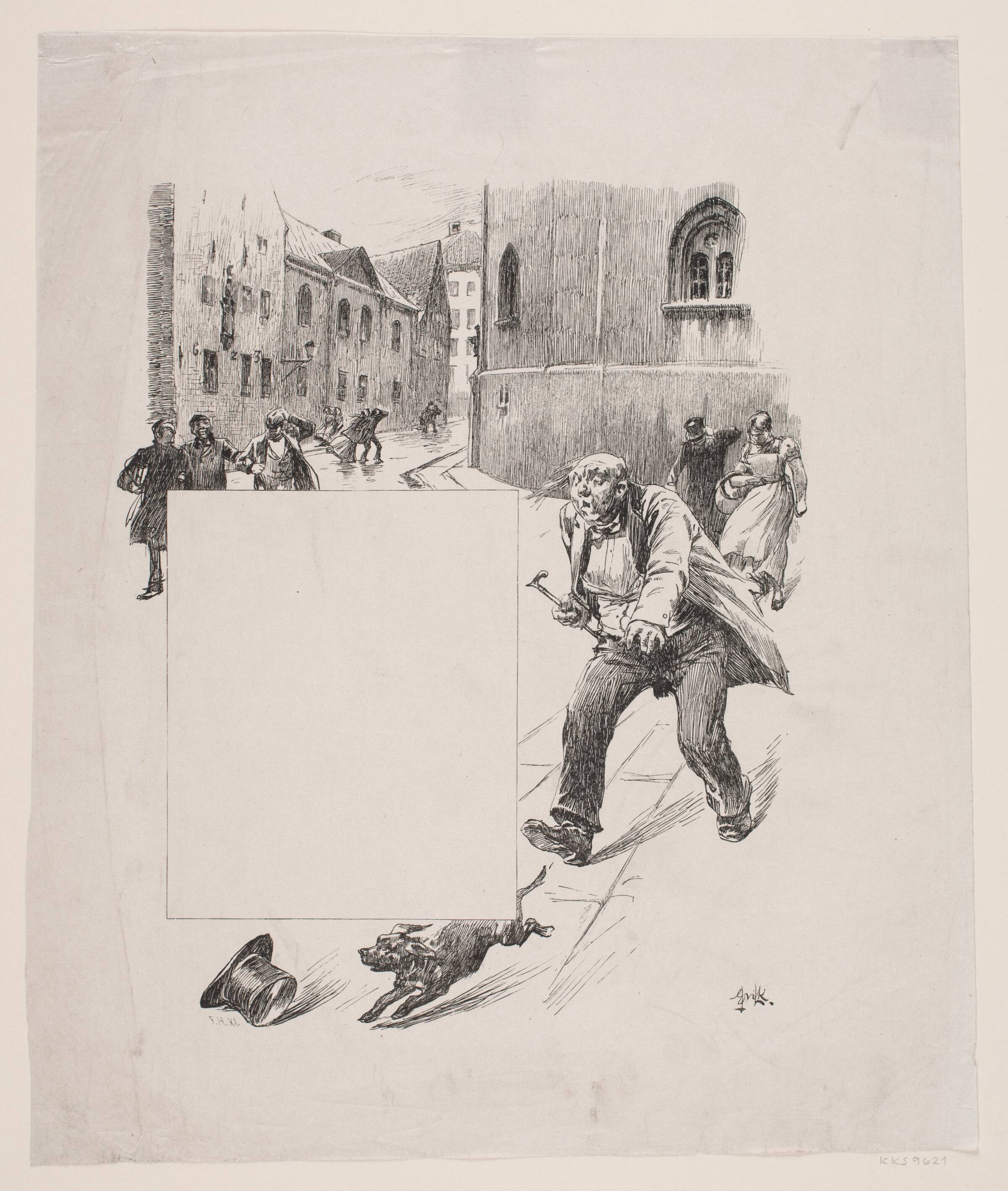Illustration til Carl Ploug, "Regensvise", Waldemar Bøhme, 1895-1899