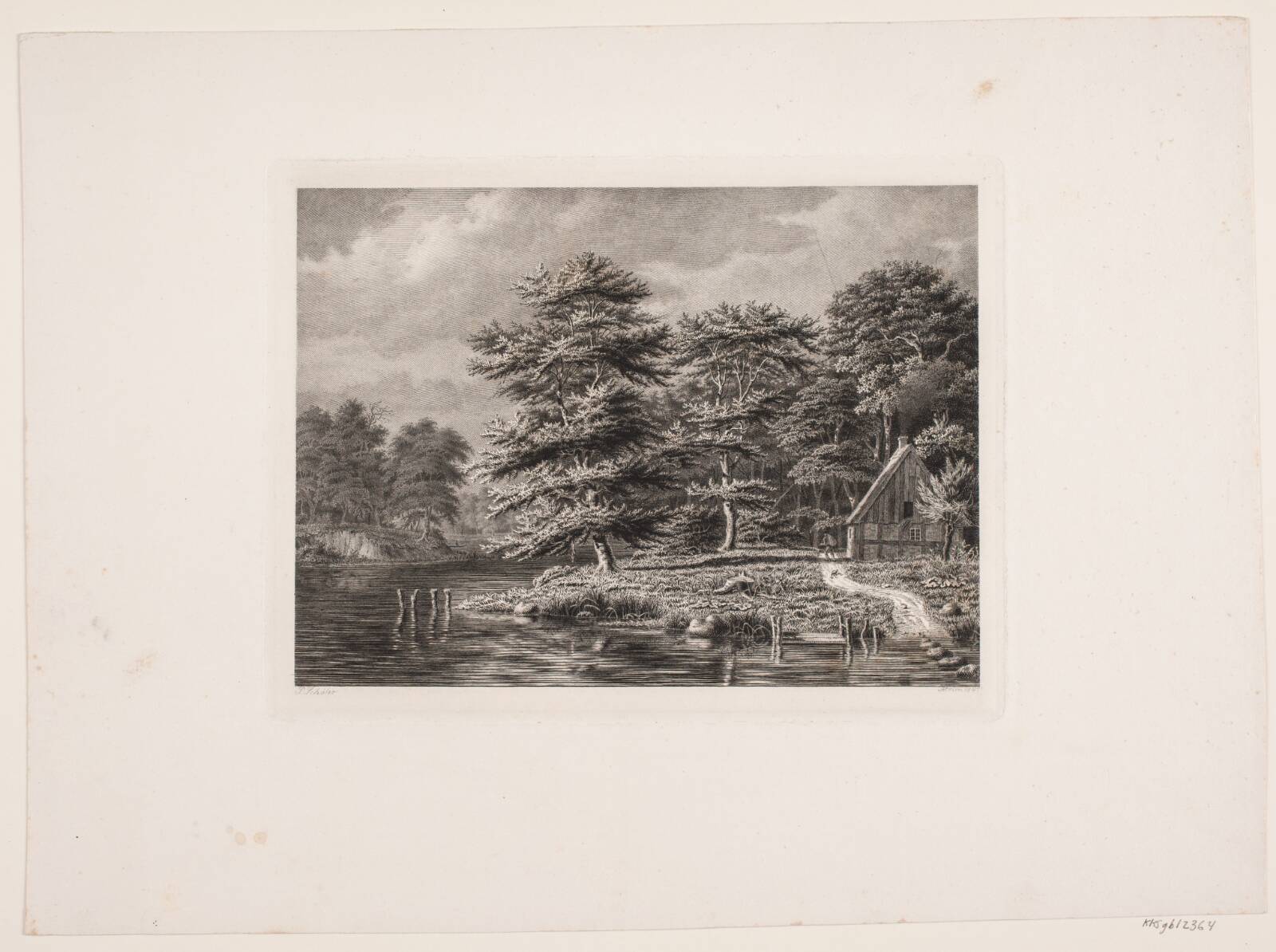 Flod mellem skovklædte bredder, Peter Christian Schøler, 1847