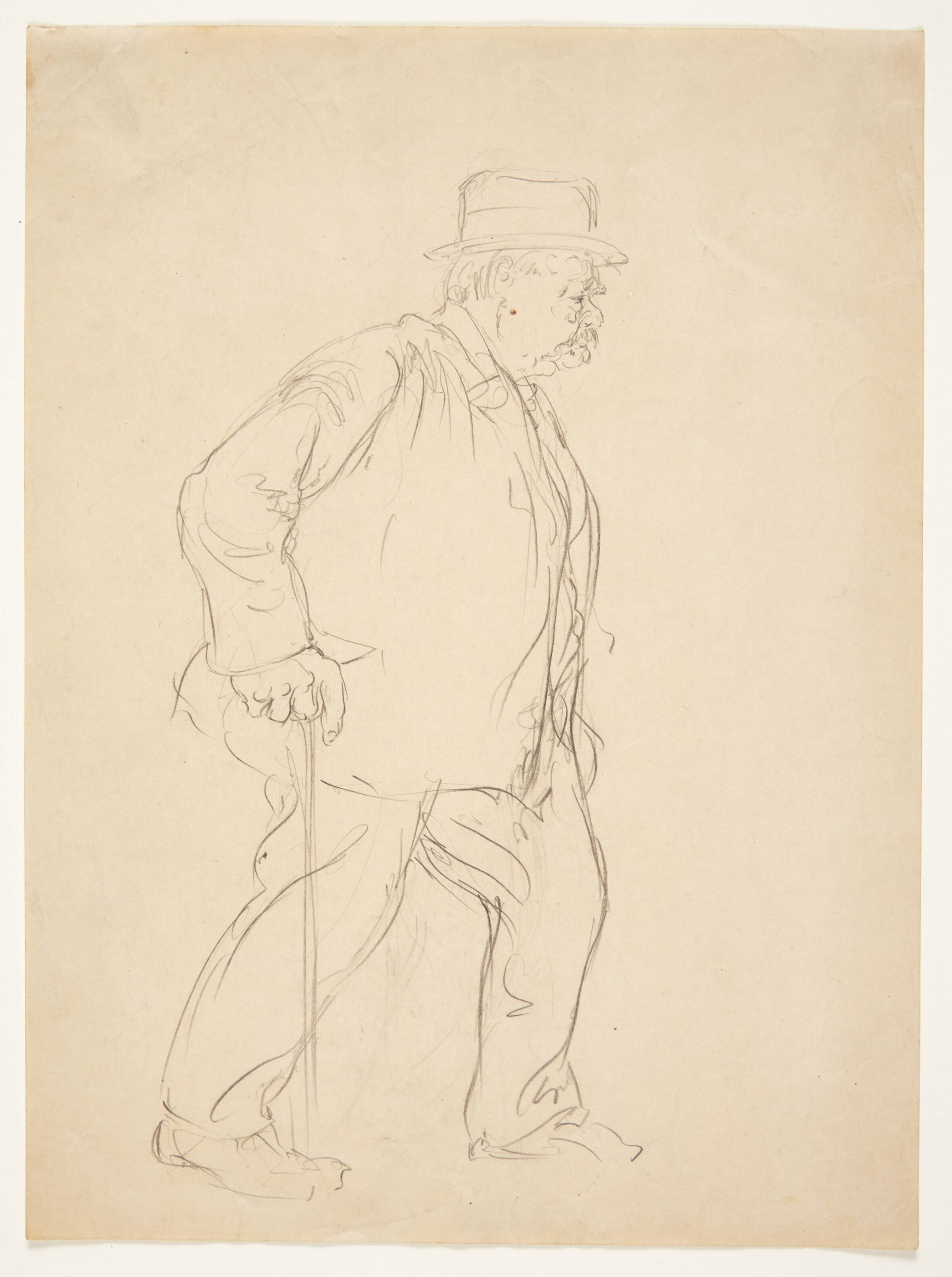 Gående mand i profil mod højre (Aksel Jørgensens far?), Aksel Jørgensen, 1917-1921