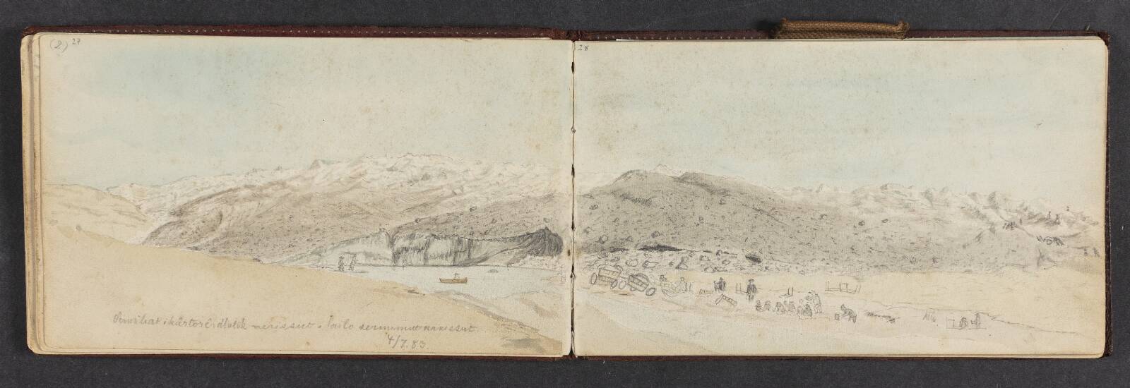 Fjeldlandskab med figurer, Lars Møller, 1883