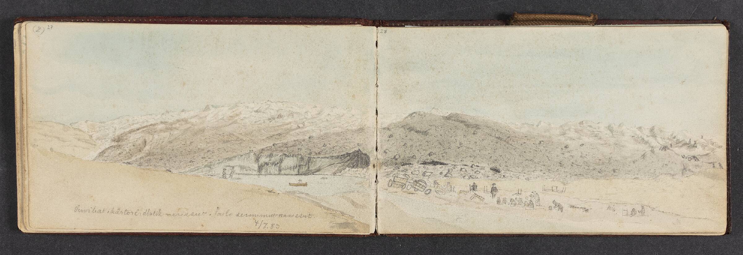 Fjeldlandskab med figurer, Lars Møller, 1883