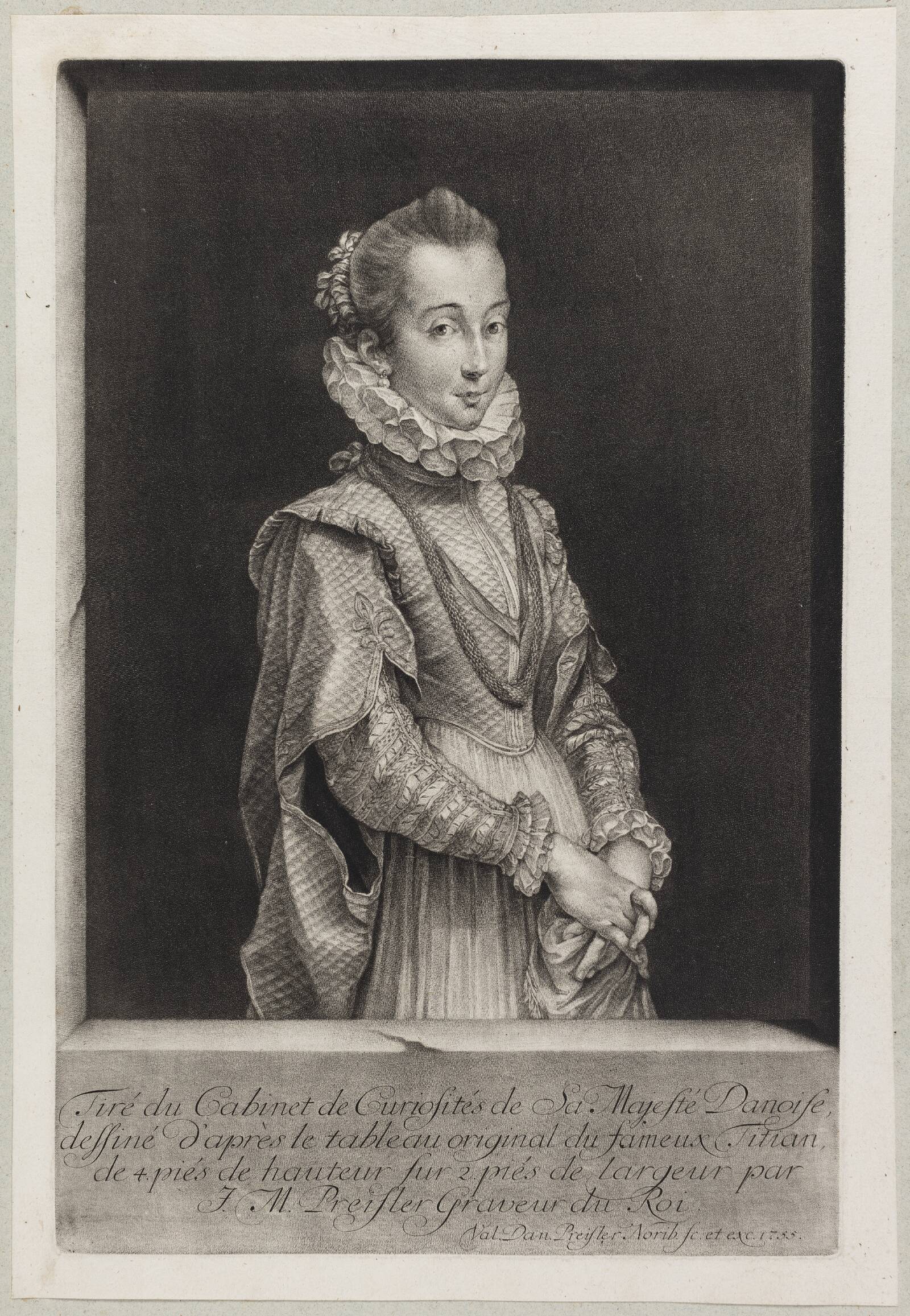 Portræt af ung dame, Valentin Daniel Preisler, 1755